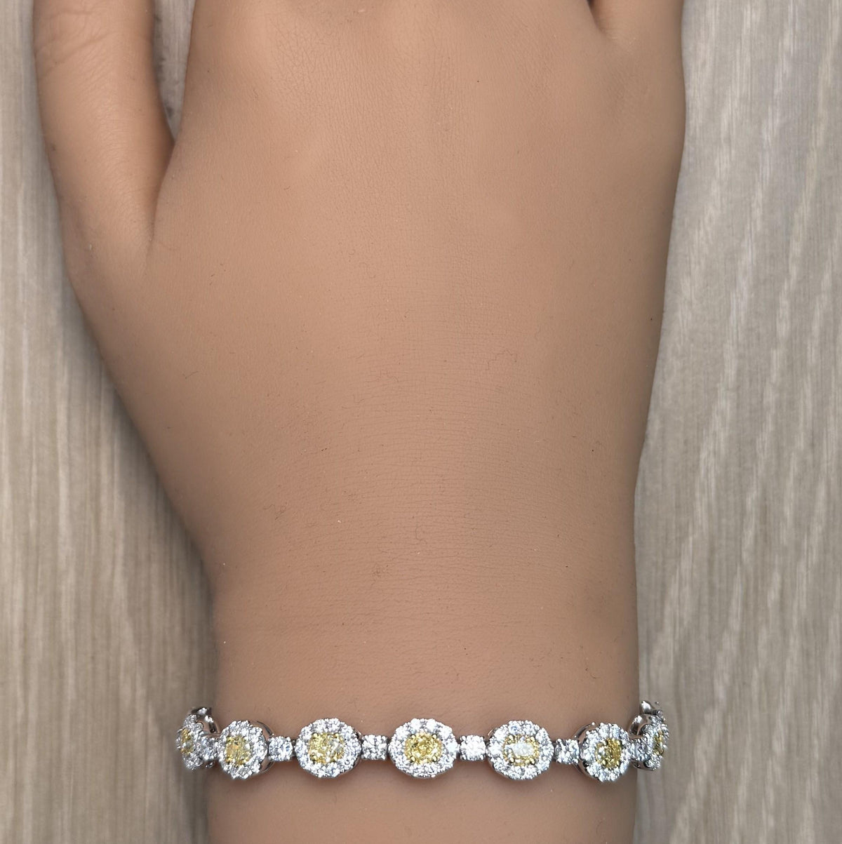 Natural Yellow Oval Diamond 7.36 Carat TW Gold Bracelet