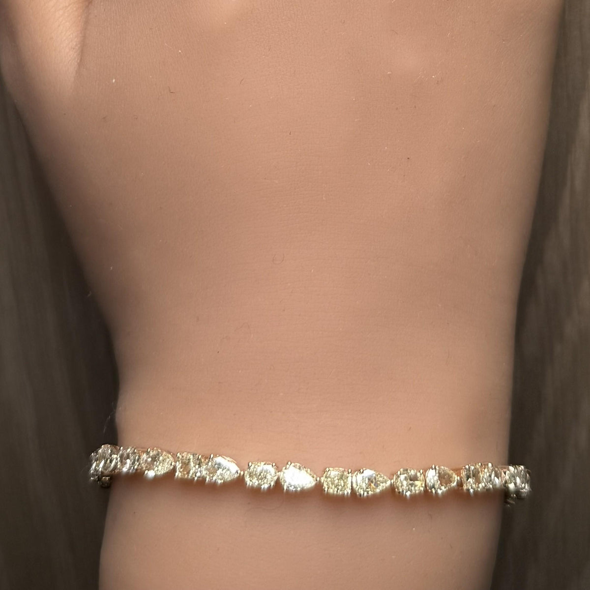Natural Yellow Pear Diamond 9.03 Carat TW Gold Bracelet
