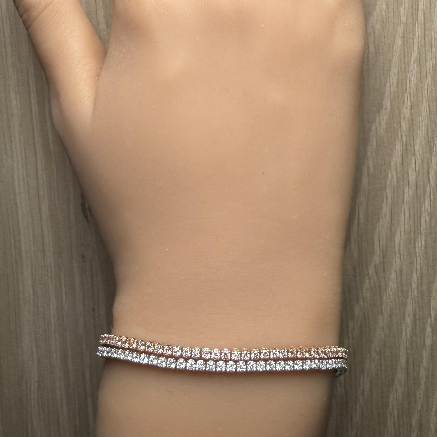 Natural Pink Round Diamond 4.23 Carat TW Gold Bracelet