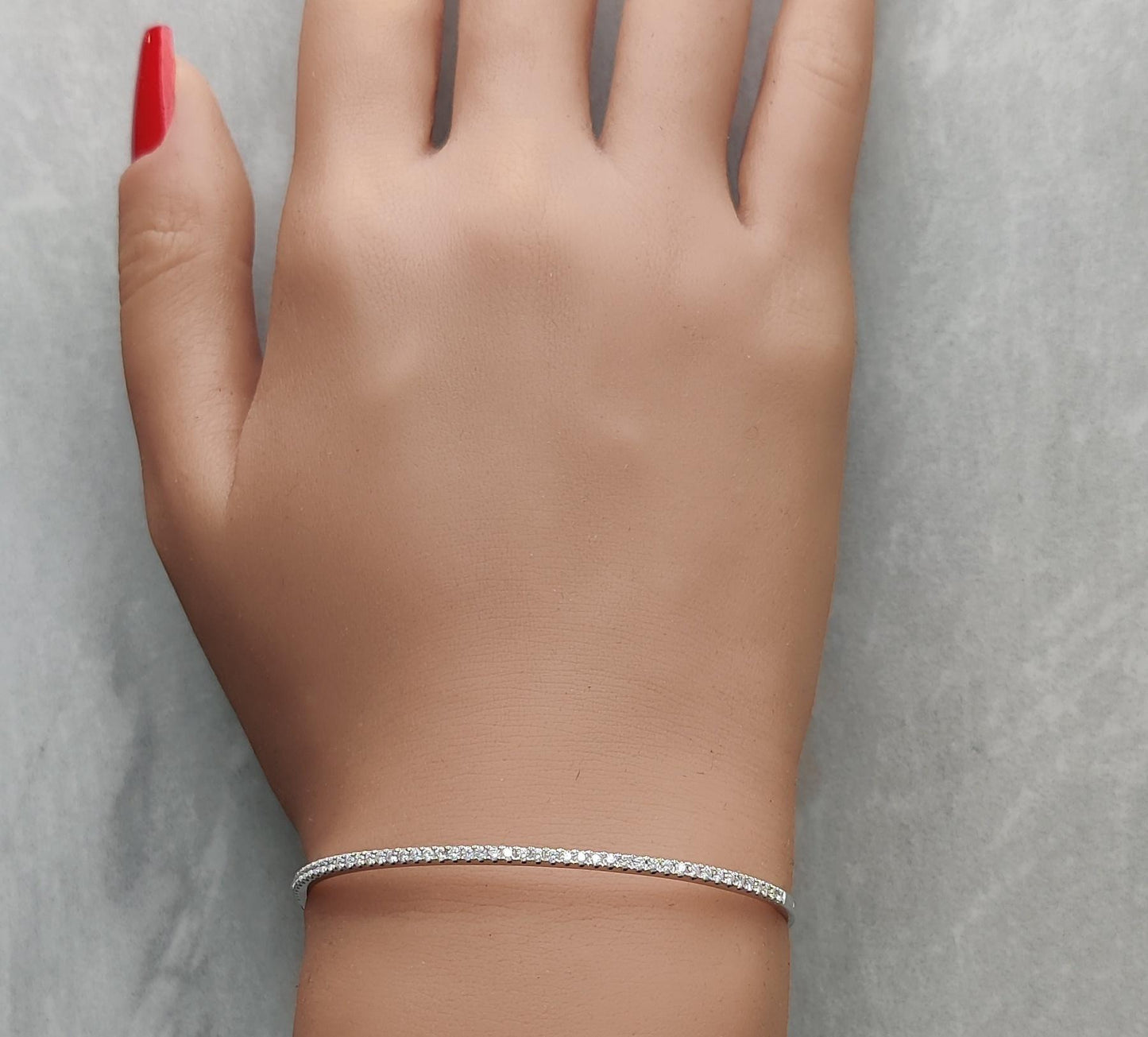 Natural White Round Diamond 0.63 Carat TW White Gold Cuff Bracelet