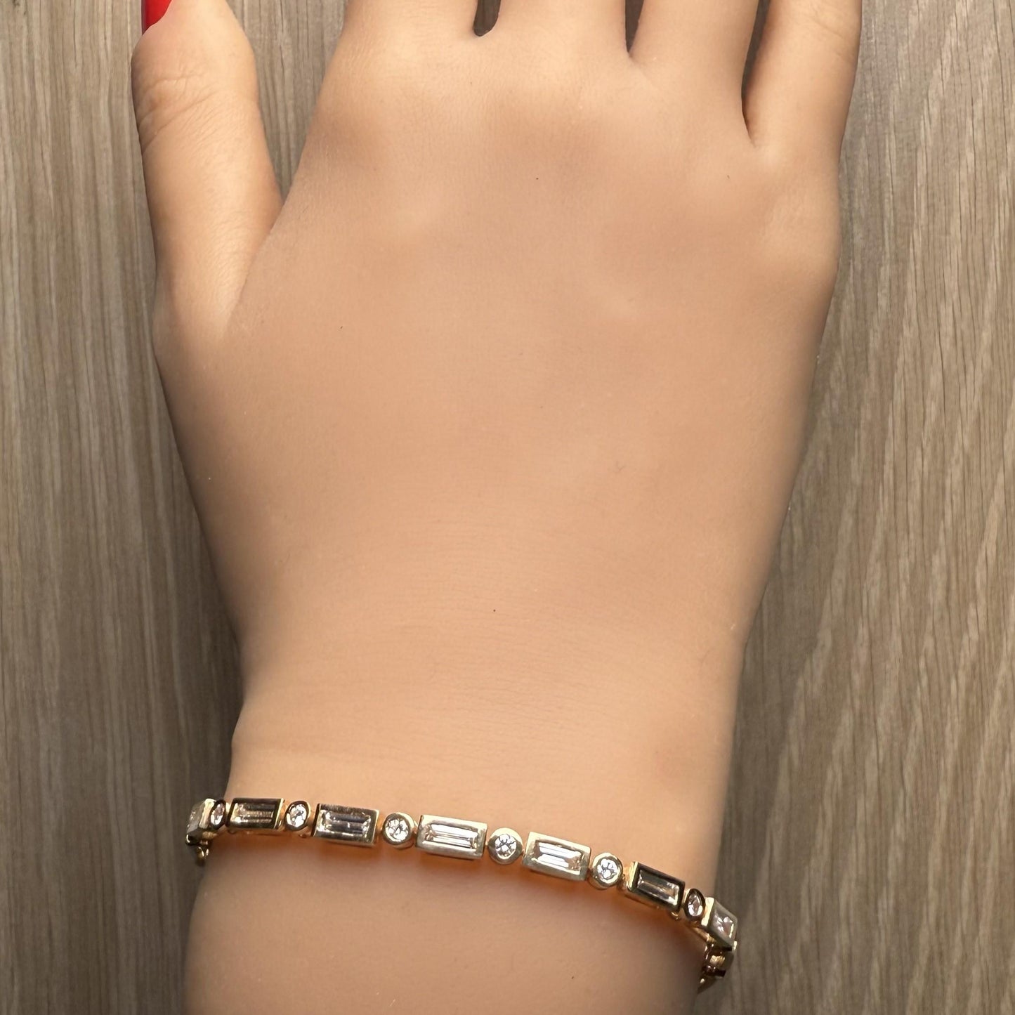 Natural White Baguette Diamond 3.50 Carat TW Gold Tennis Bracelet