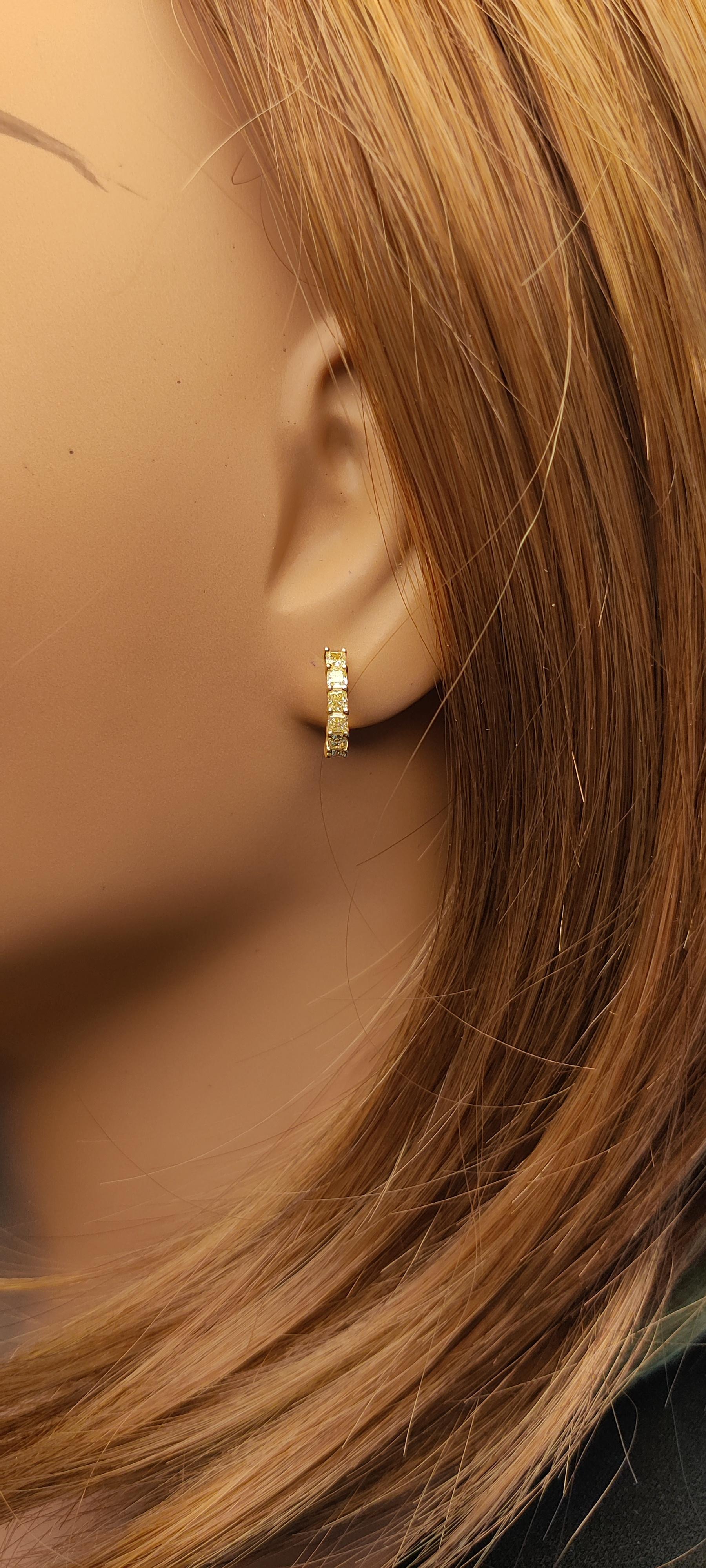 Natural Yellow Cushion Diamond .82 Carat TW Yellow Gold Drop Earrings