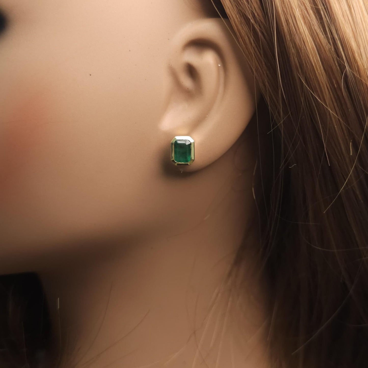 Natural Emerald 2.07 Carat TW Gold Stud Earrings