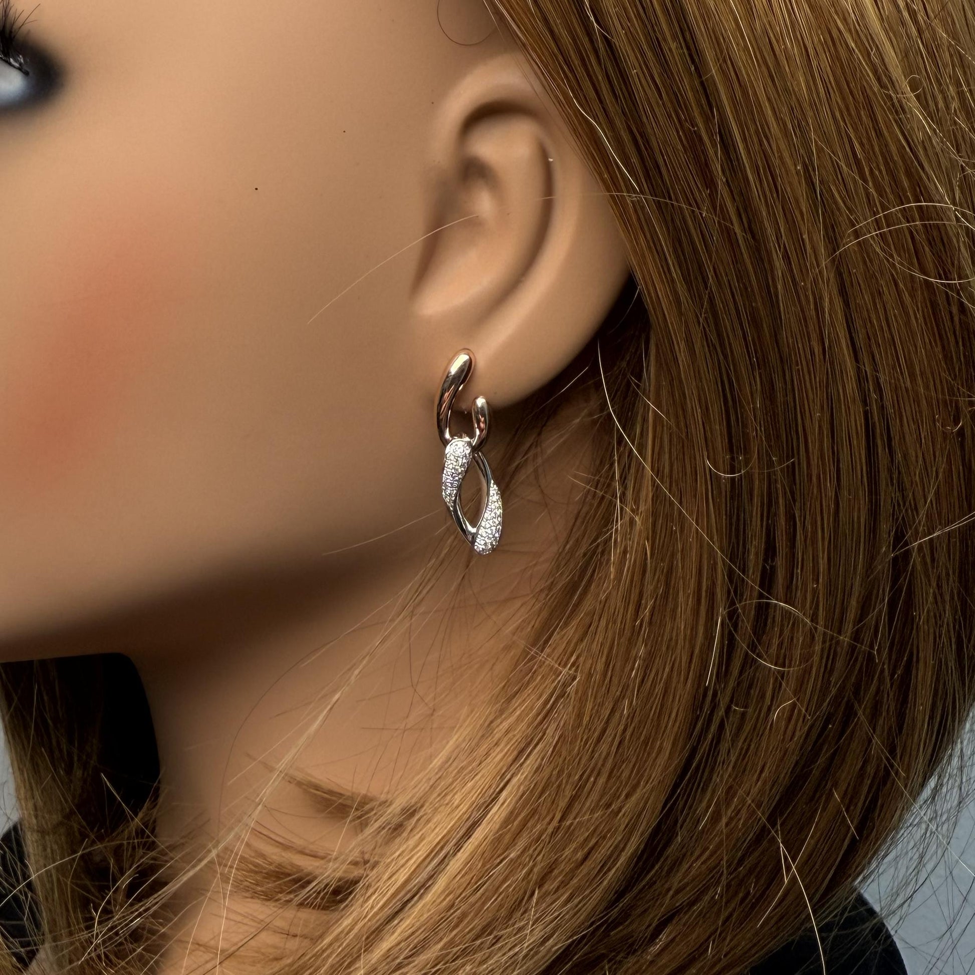 Natural White Round Diamond 0.33 Carat TW Rose Gold Dangle Earrings