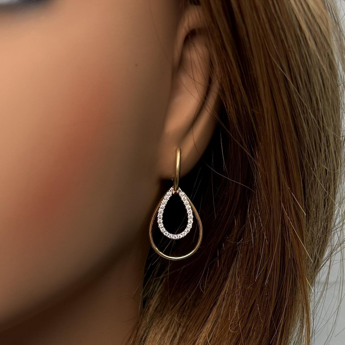 Natural White Round Diamond 0.35 Carat TW Gold Earrings