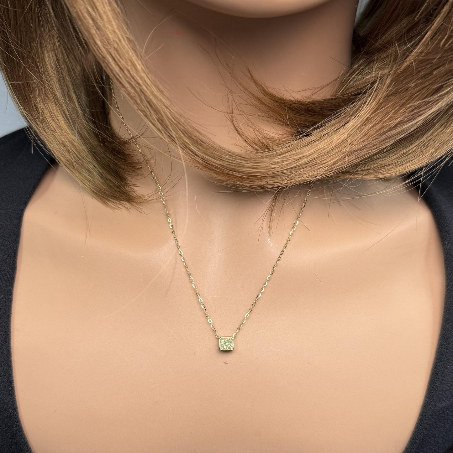 GIA Natural Fancy Light Yellow Radiant Diamond 0.71 Carat TW Gold Necklace