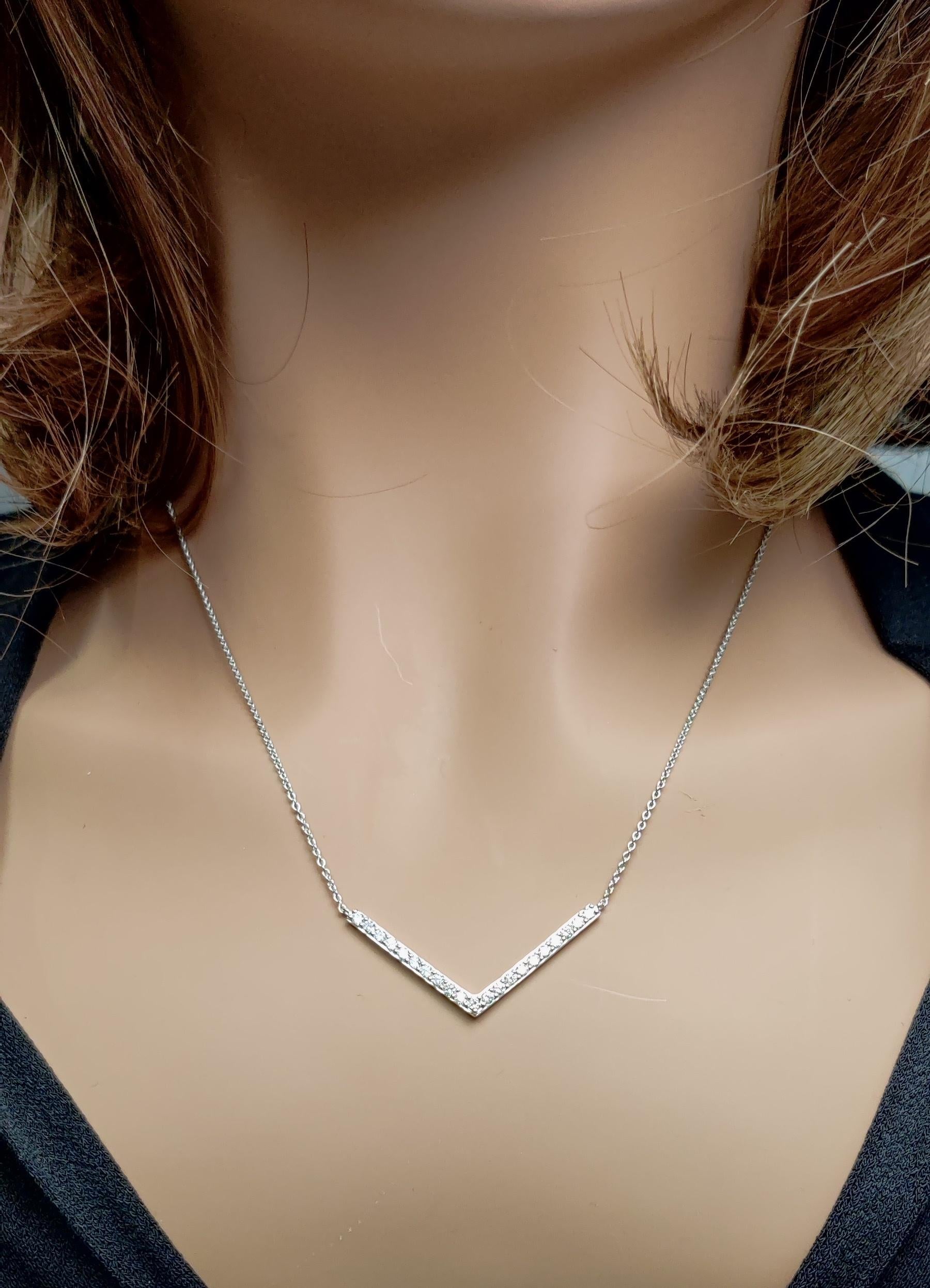 Natural White Round Diamond .56 Carat Tw White Gold Drop Necklace