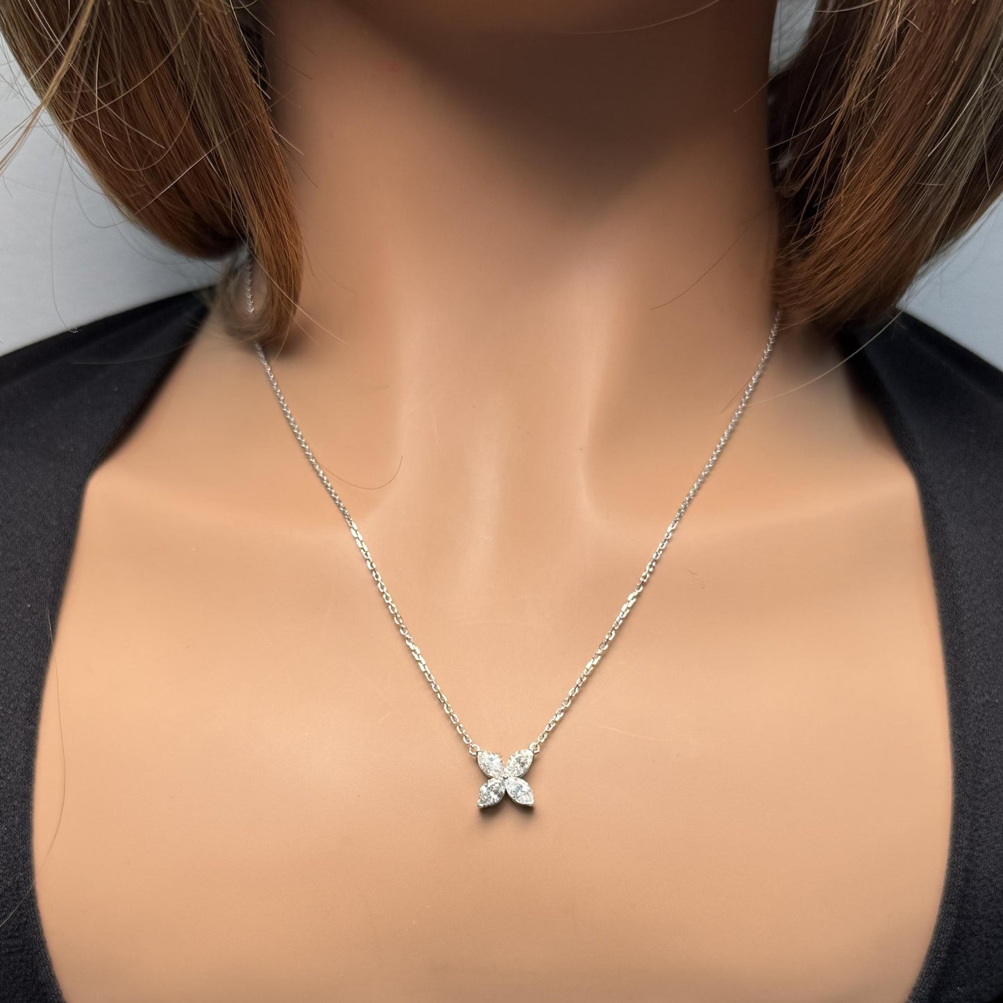 Natural White Marquise Diamond 1.41 Carat TW Gold Drop Pendant