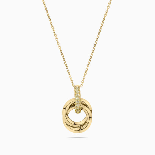 Natural Yellow Round Diamond .30 Carat TW Yellow Gold Drop Pendant