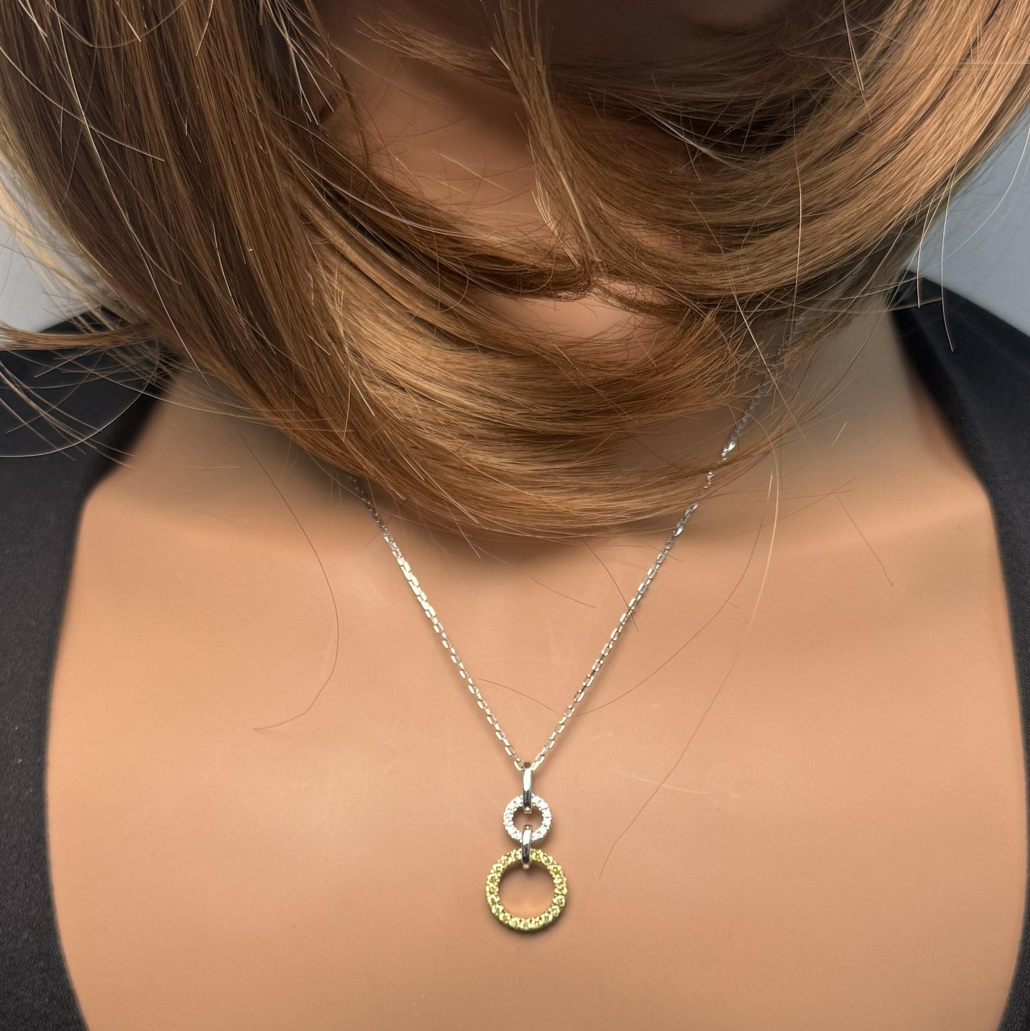 Natural Yellow Round Diamond .33 Carat TW Gold Drop Pendant
