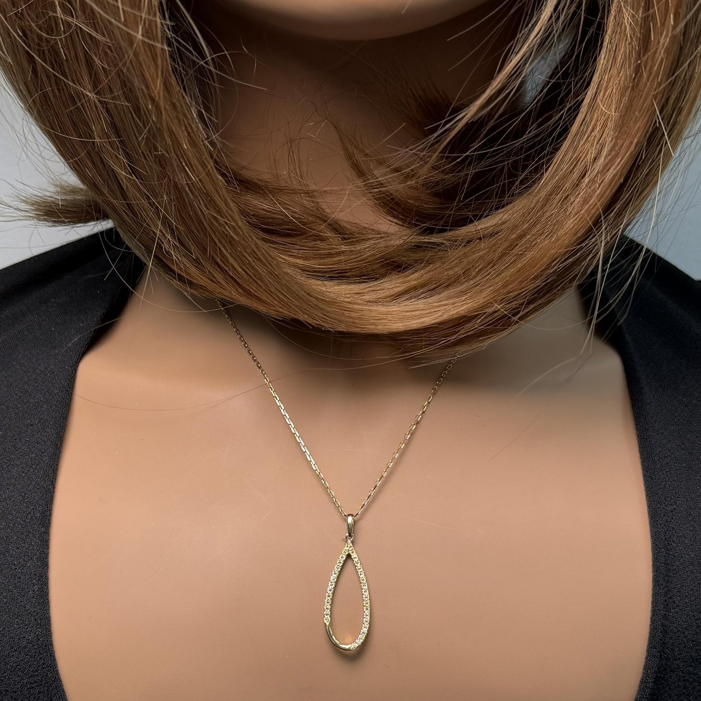 Natural Yellow Round Diamond .28 Carat TW Gold Drop Pendant