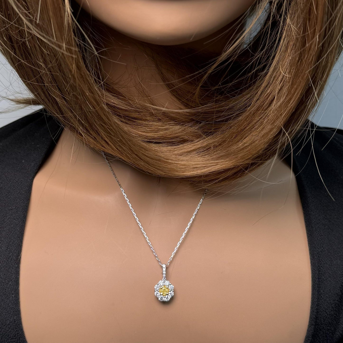 Natural Yellow Cushion Diamond 1.07 Carat TW Gold Drop Pendant