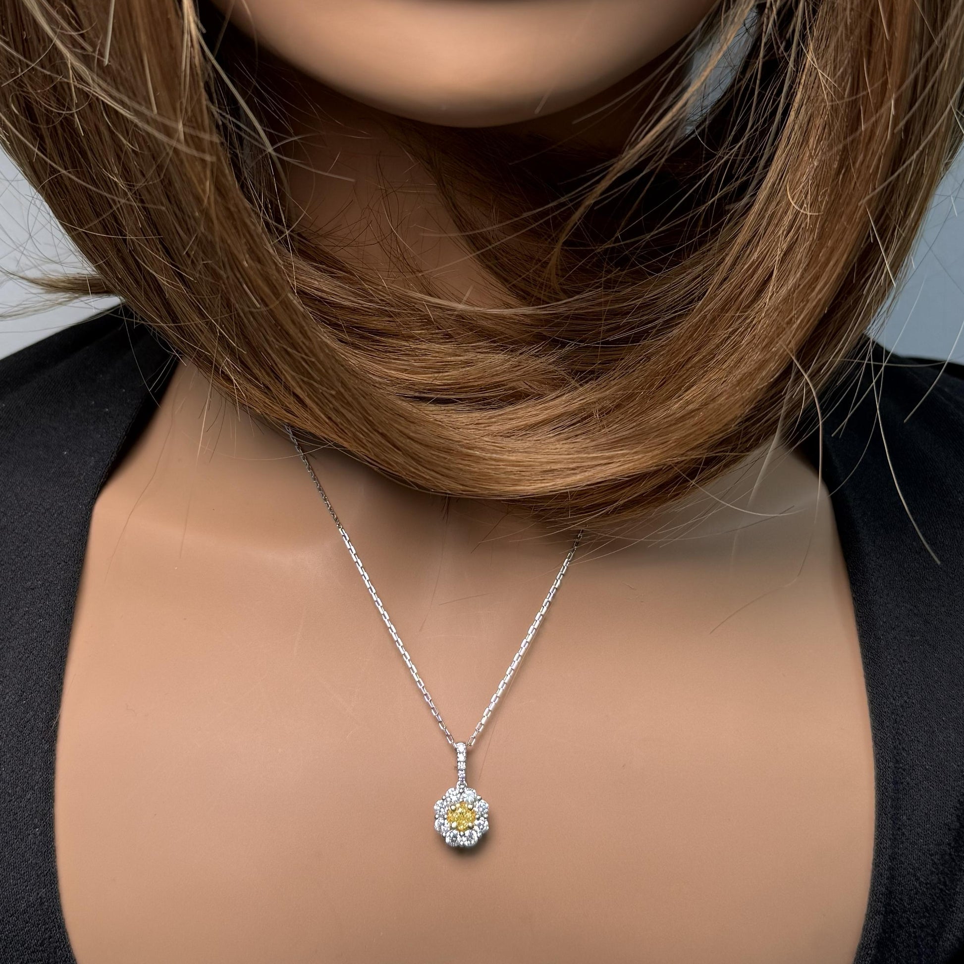 Natural Yellow Cushion Diamond 1.07 Carat TW Gold Drop Pendant