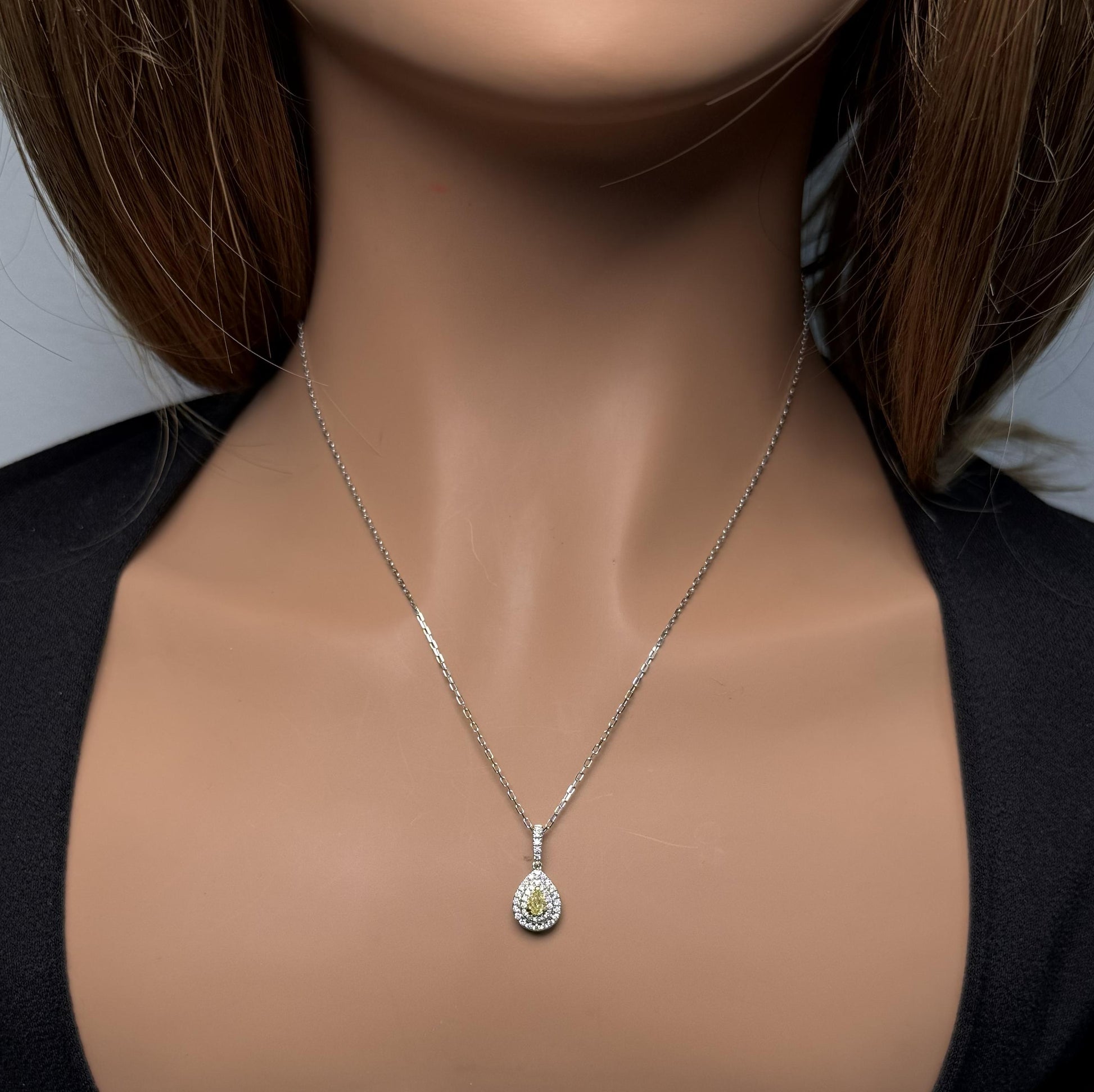 Natural Yellow Pear Diamond 0.43 Carat TW Gold Drop Pendant