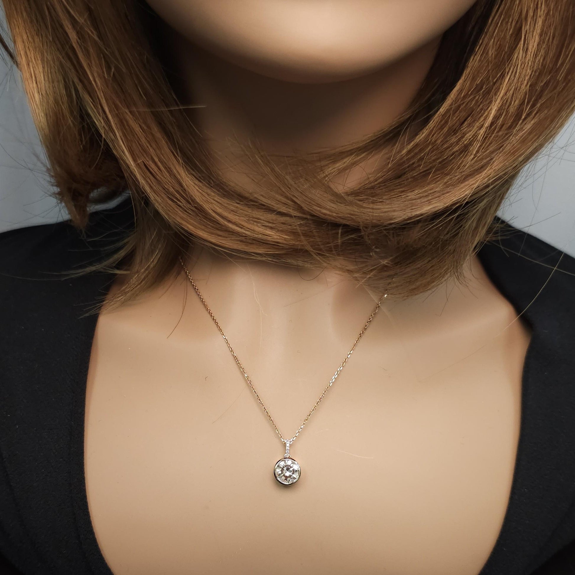 GIA Certified Fancy Pinkish Brown Round Diamond 1.62 Carat TW Gold Drop Pendant