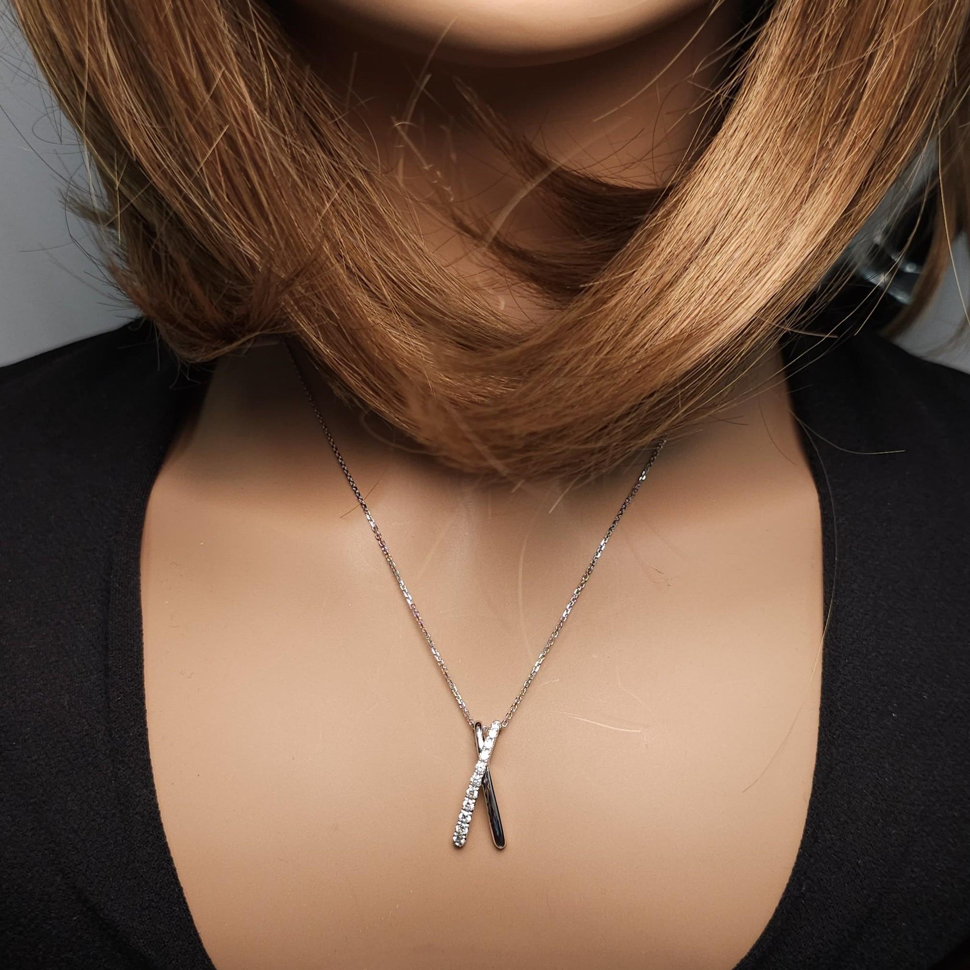 Natural White Round Diamond .33 Carat TW White Gold Drop Pendant