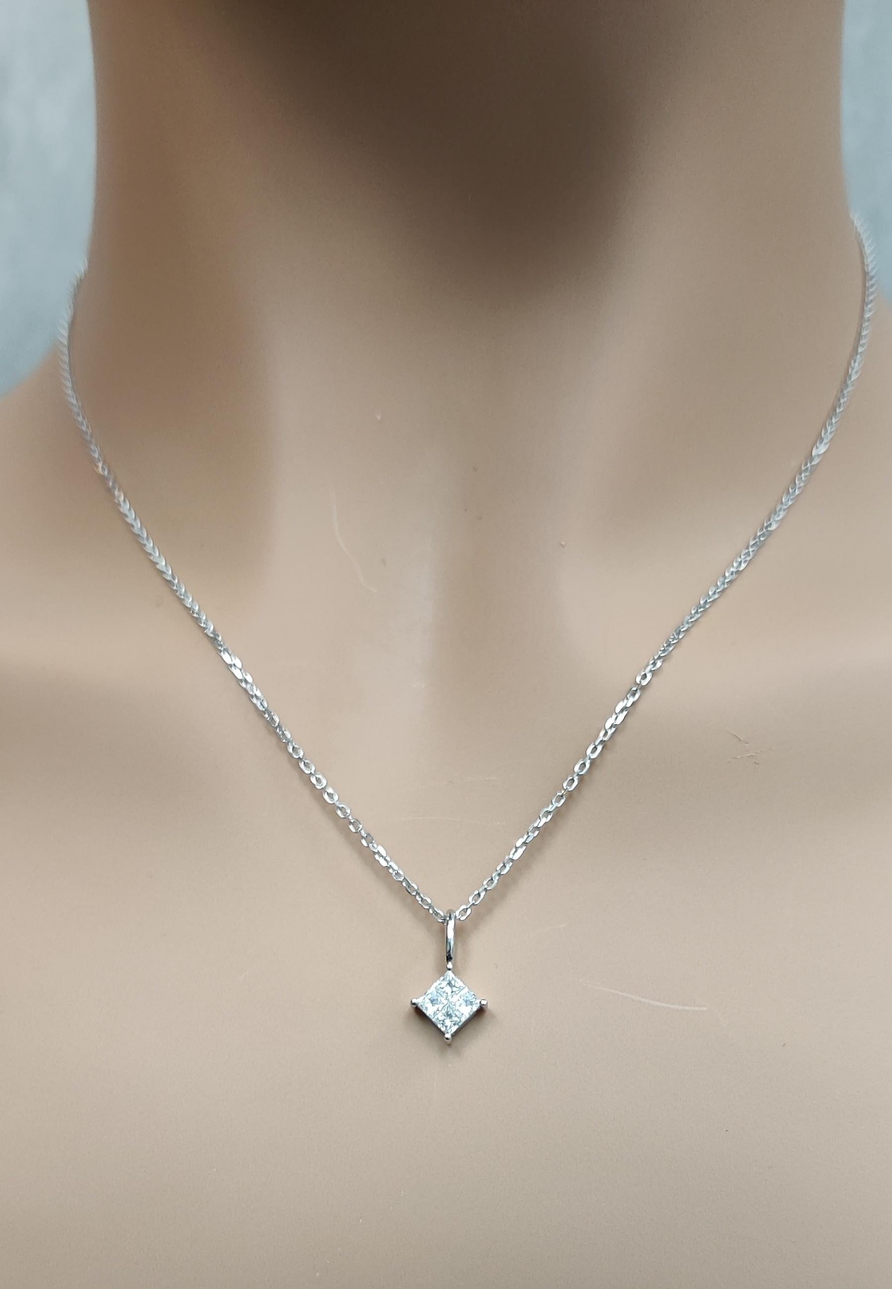 Natural White Round Diamond .37 Carat TW White Gold Drop Pendant