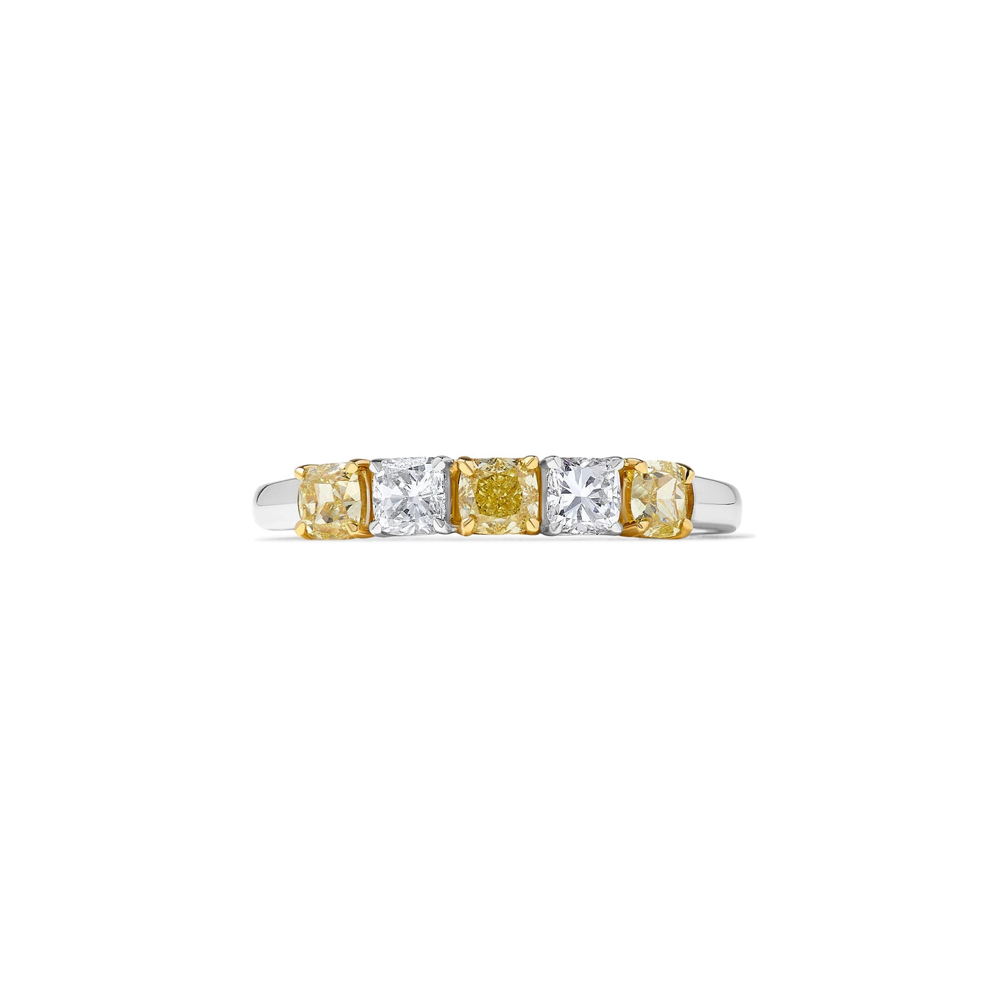 Natural Yellow Cushion Diamond 1.04 Carat TW Gold Cocktail Band