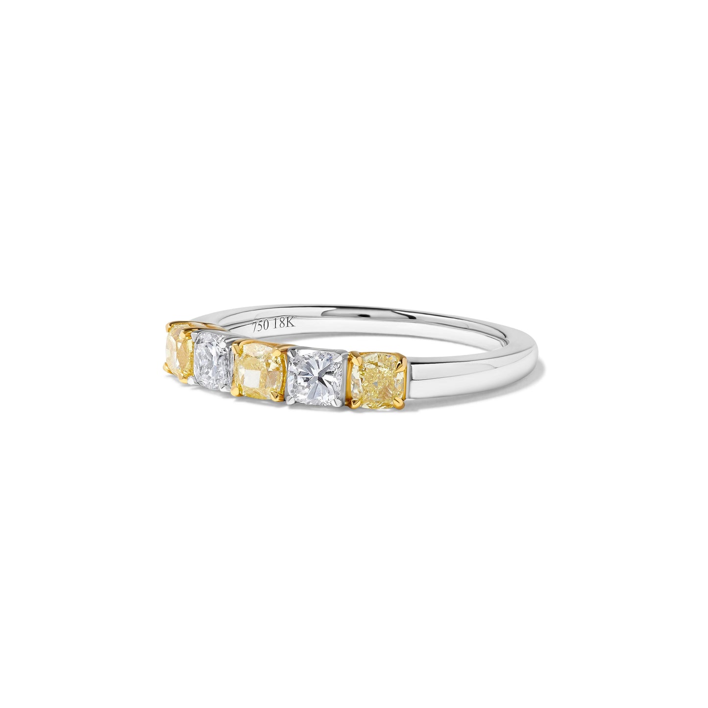 Natural Yellow Cushion Diamond 1.04 Carat TW Gold Cocktail Band