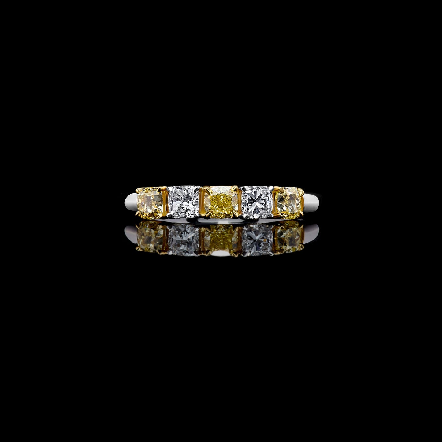 Natural Yellow Cushion Diamond 1.04 Carat TW Gold Cocktail Band