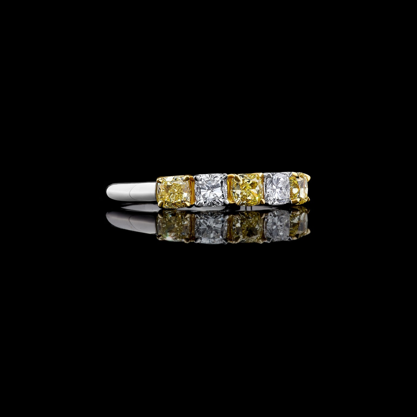 Natural Yellow Cushion Diamond 1.04 Carat TW Gold Cocktail Band