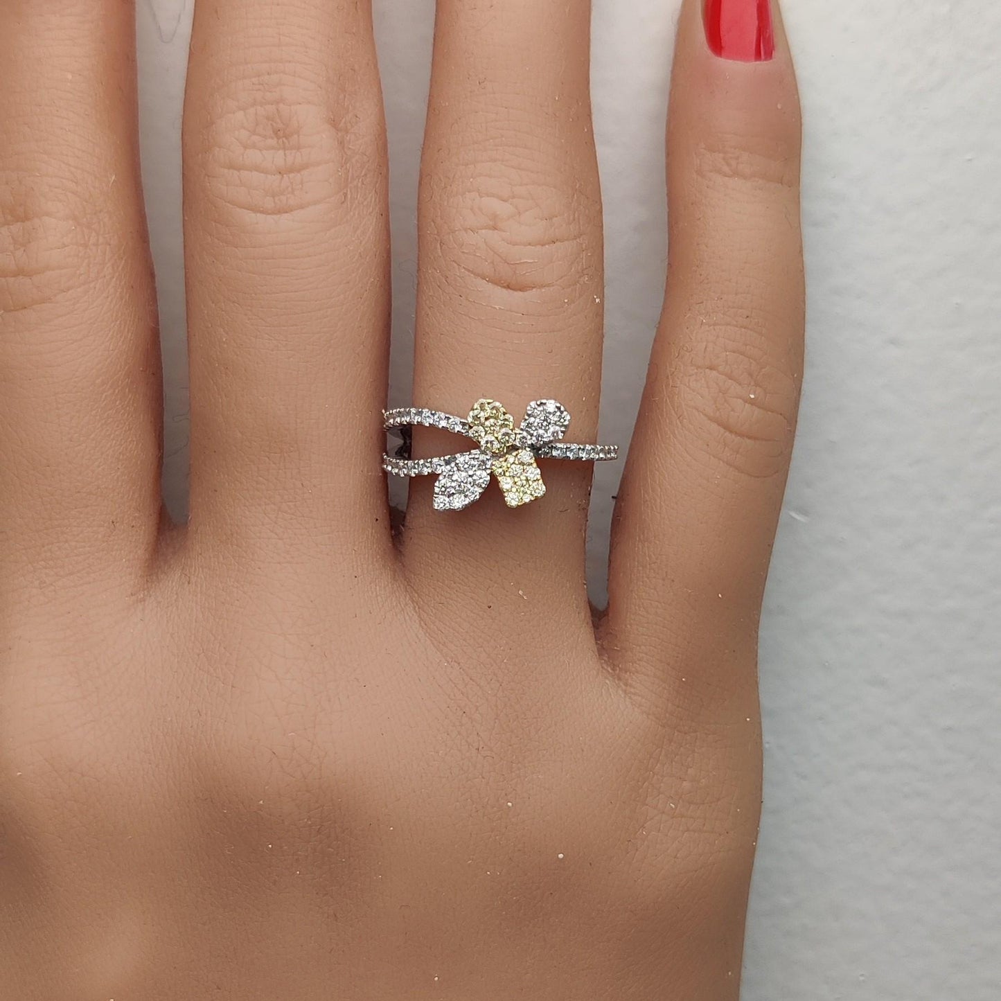 Natural Yellow Round Diamond 0.62 Carat TW Gold Cocktail Ring