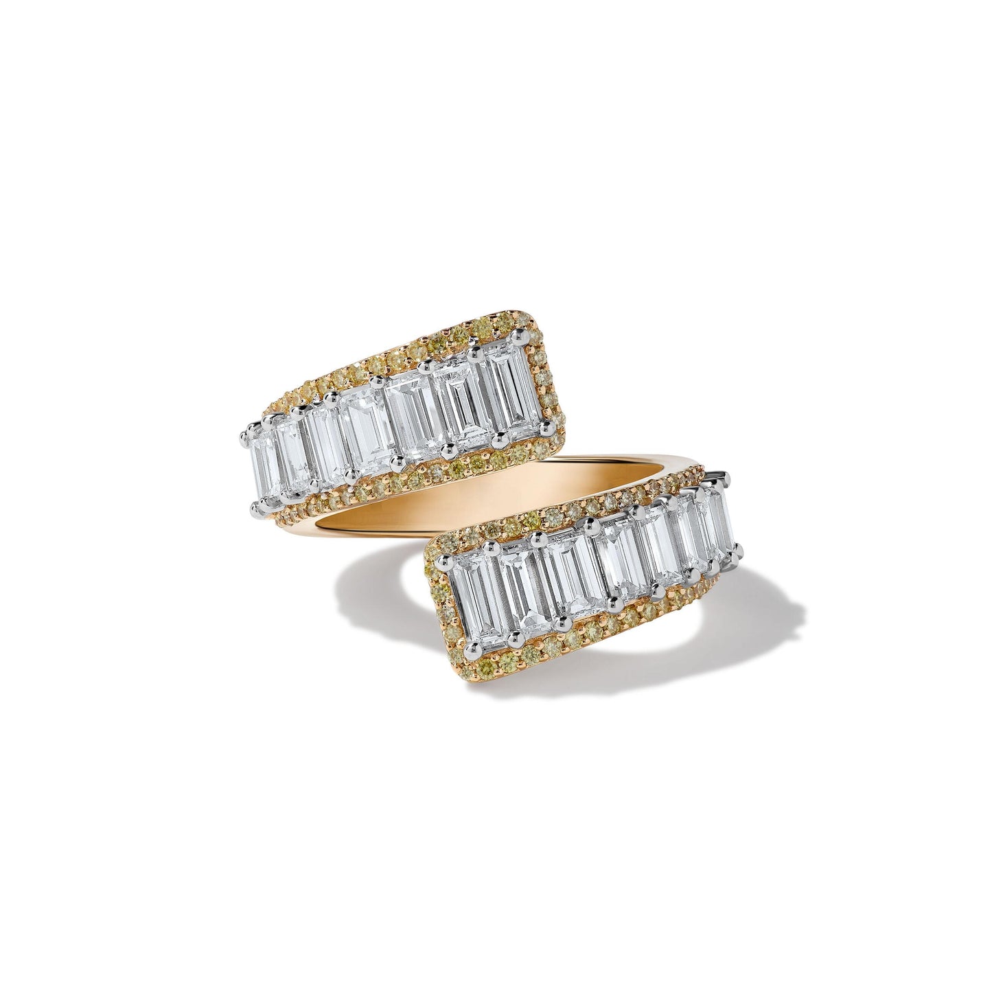 Natural White Baguette Diamond 2.70 Carat TW Yellow Gold Cocktail Band