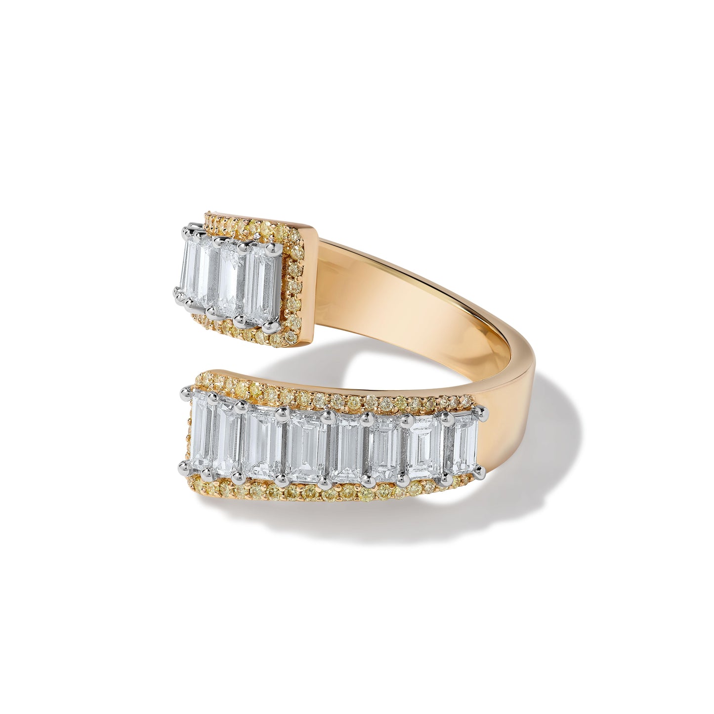 Natural White Baguette Diamond 2.70 Carat TW Yellow Gold Cocktail Band