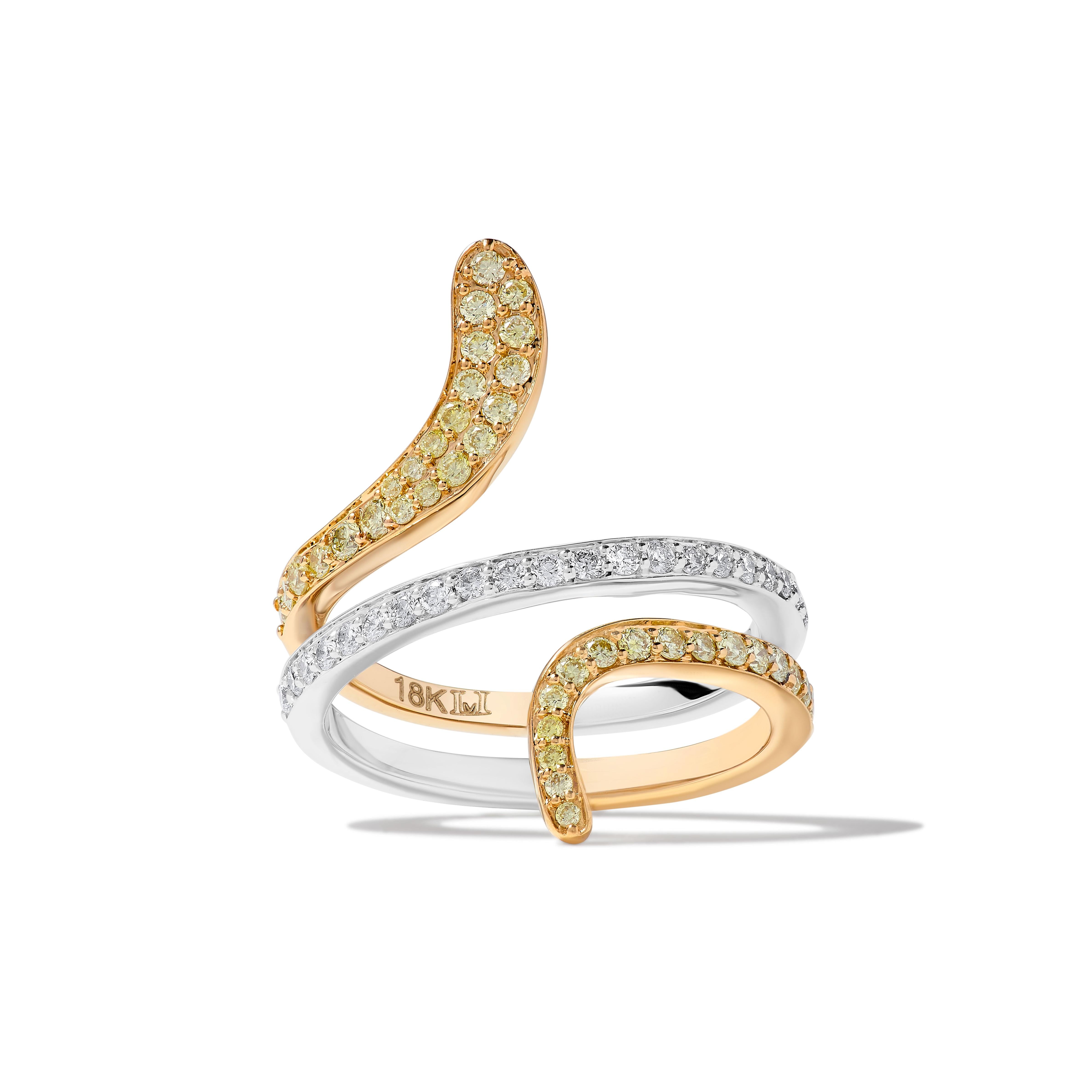 Natural Yellow Round Diamond .68 Carat TW Gold Band