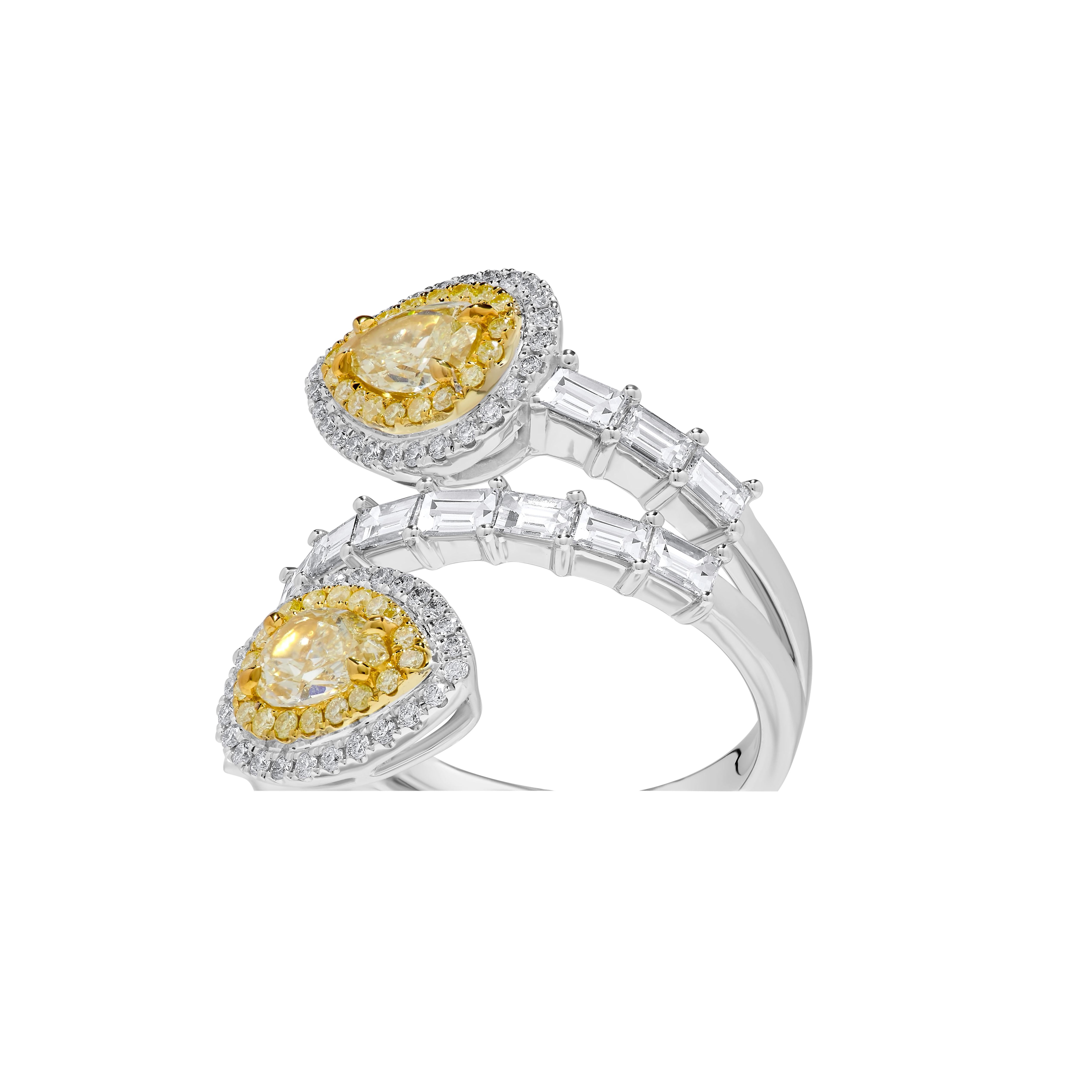 GIA Certified Natural Yellow Pear Diamond 2.78 Carat TW Gold Cocktail Ring