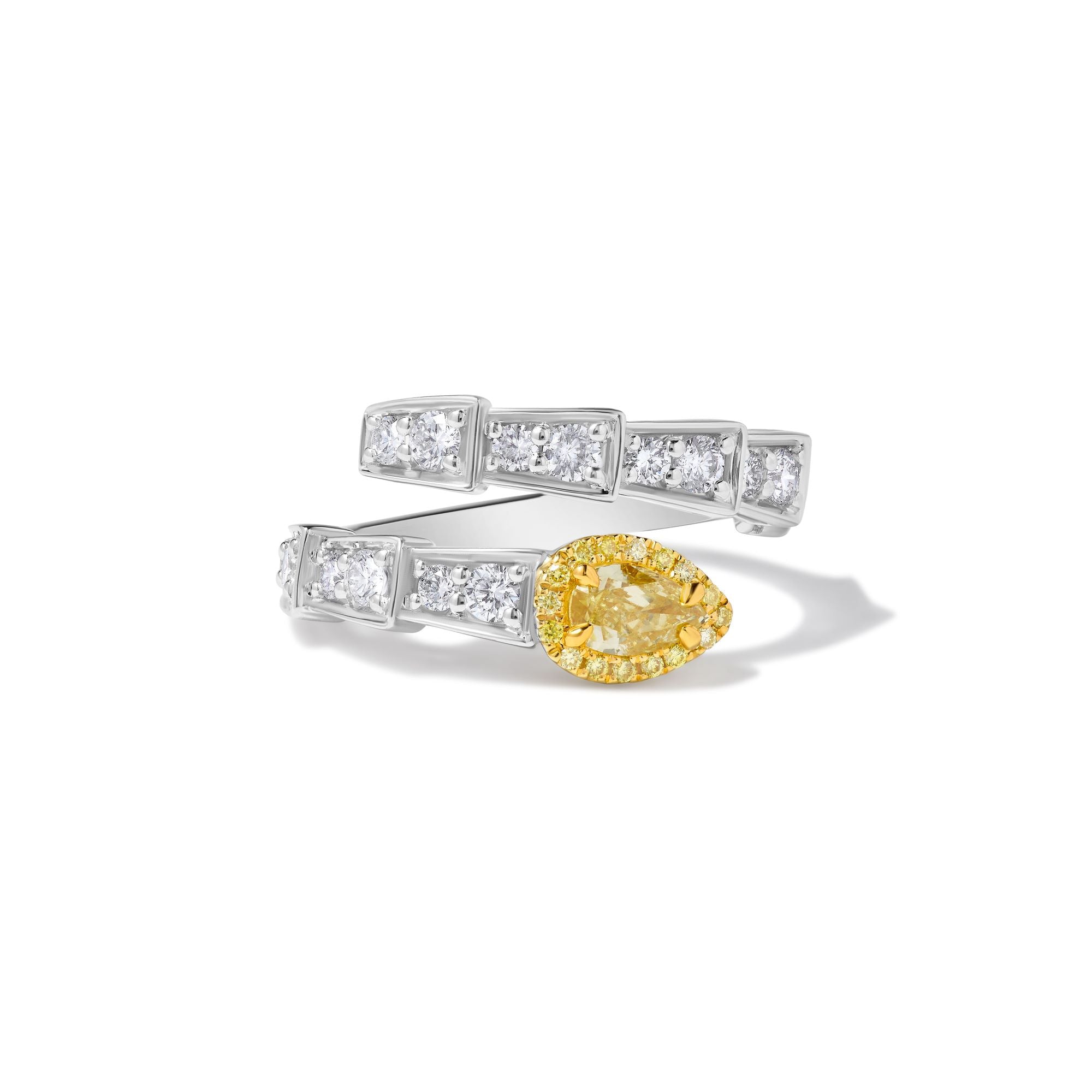 GIA Certified Natural Yellow Pear Diamond 1.28 Carat TW Gold Cocktail Ring