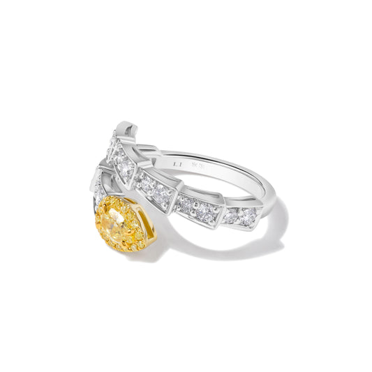 GIA Certified Natural Yellow Pear Diamond 1.28 Carat TW Gold Cocktail Ring