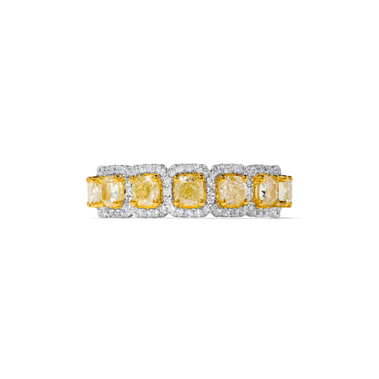 Natural Yellow Cushion Diamond 1.80 Carat TW Gold Cocktail Ring