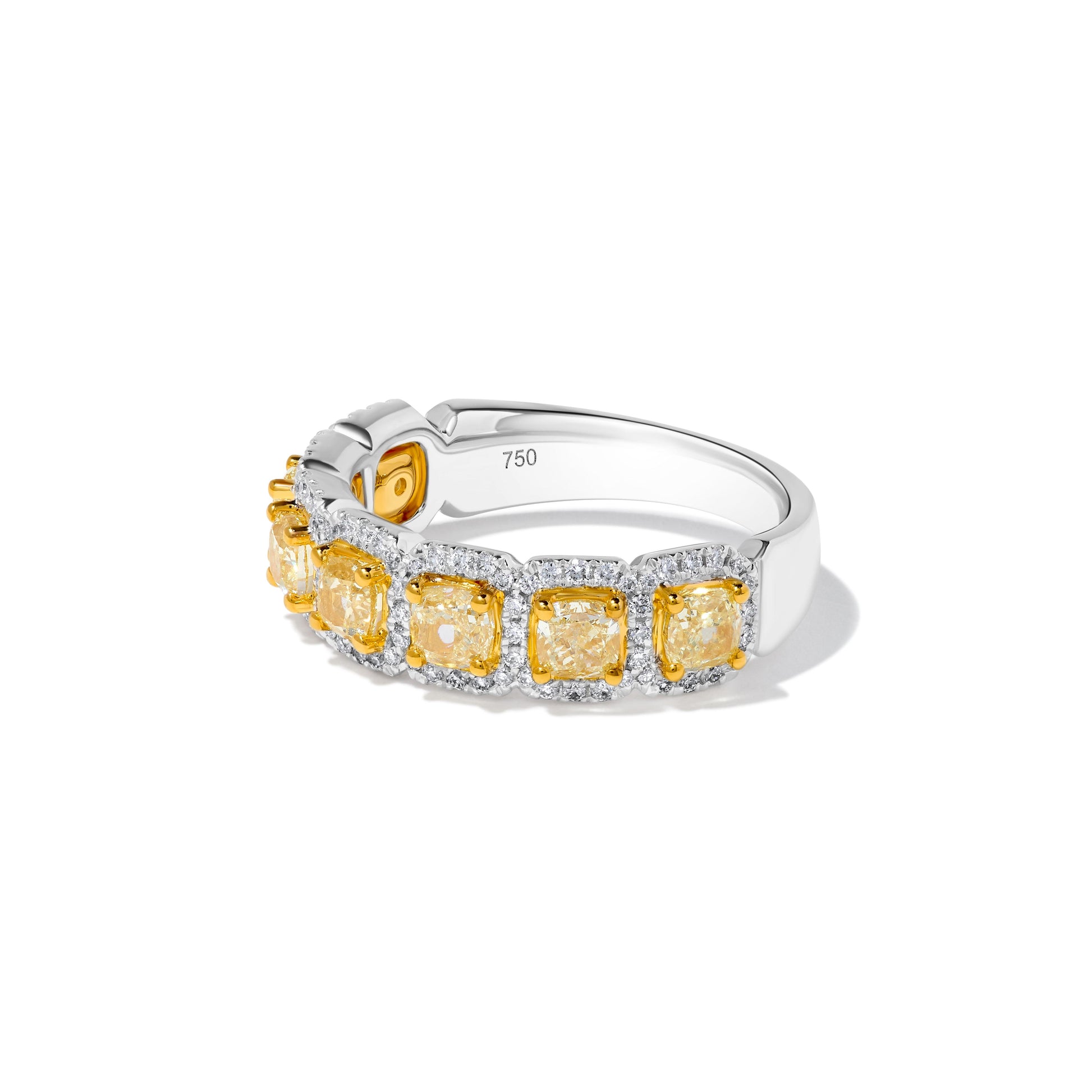 Natural Yellow Cushion Diamond 1.80 Carat TW Gold Cocktail Ring