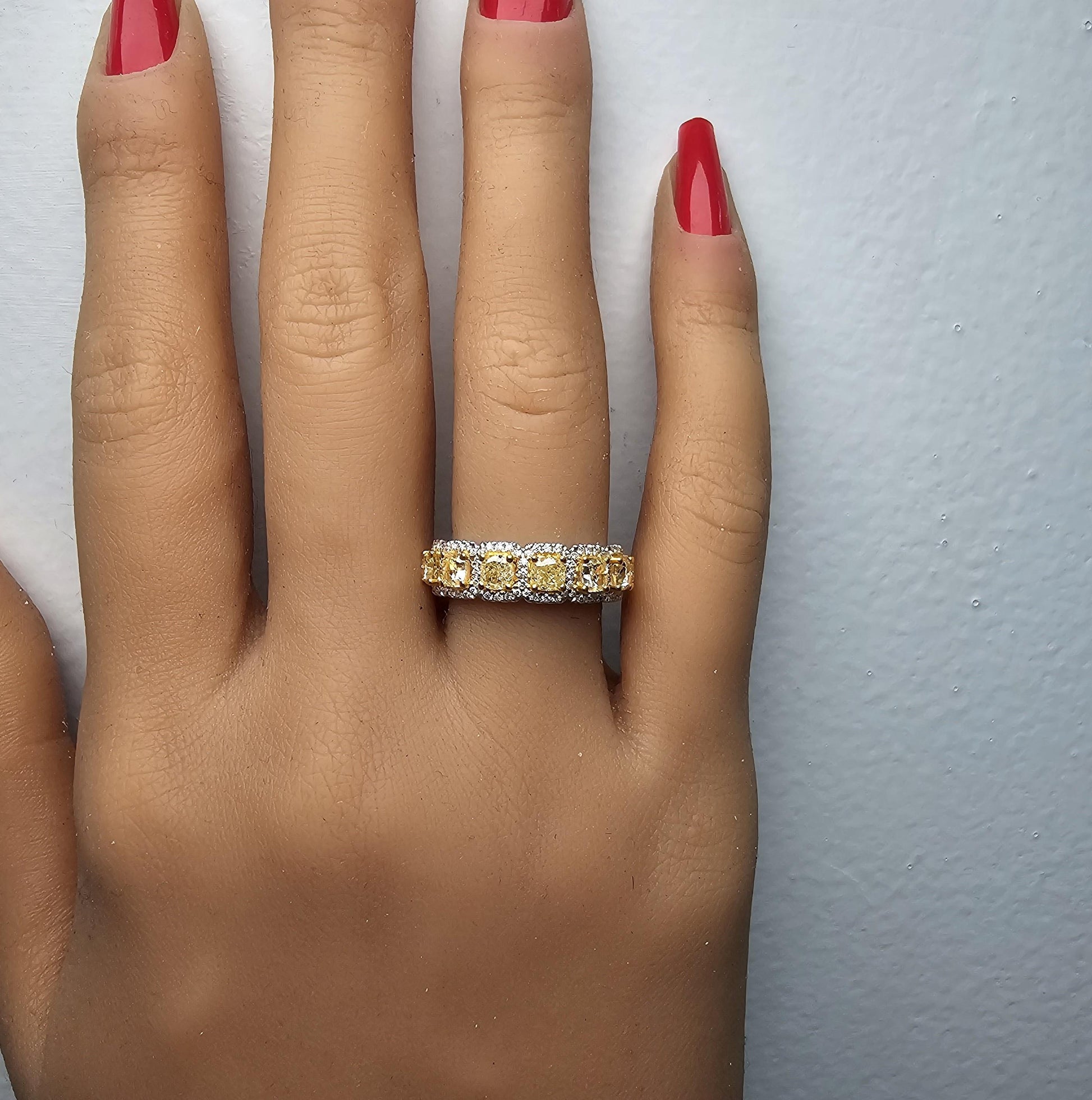 Natural Yellow Radiant Diamond 2.06 Carat TW Gold Cocktail Band