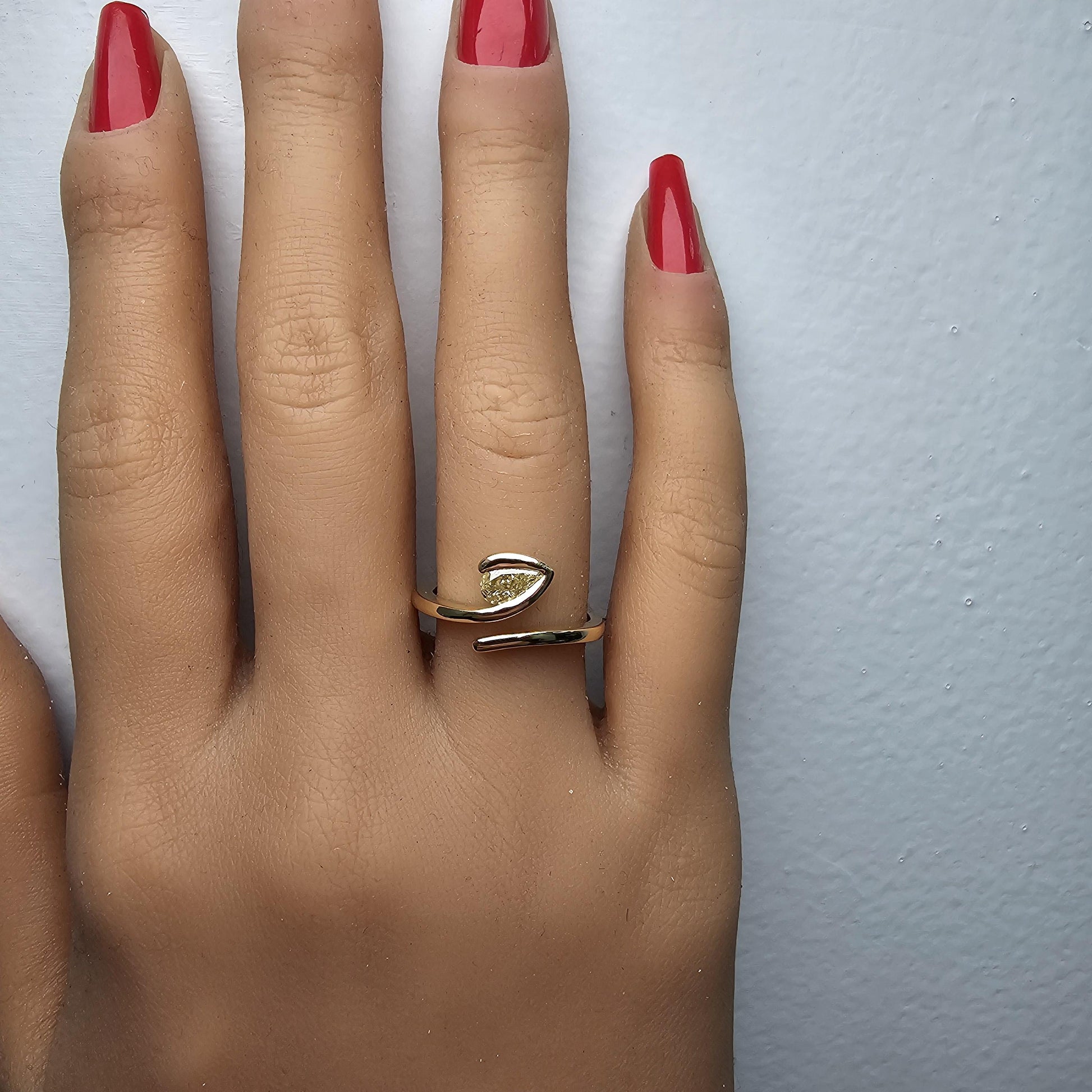 Natural Yellow Pear Diamond .50 Carat TW Yellow Gold Cocktail Ring