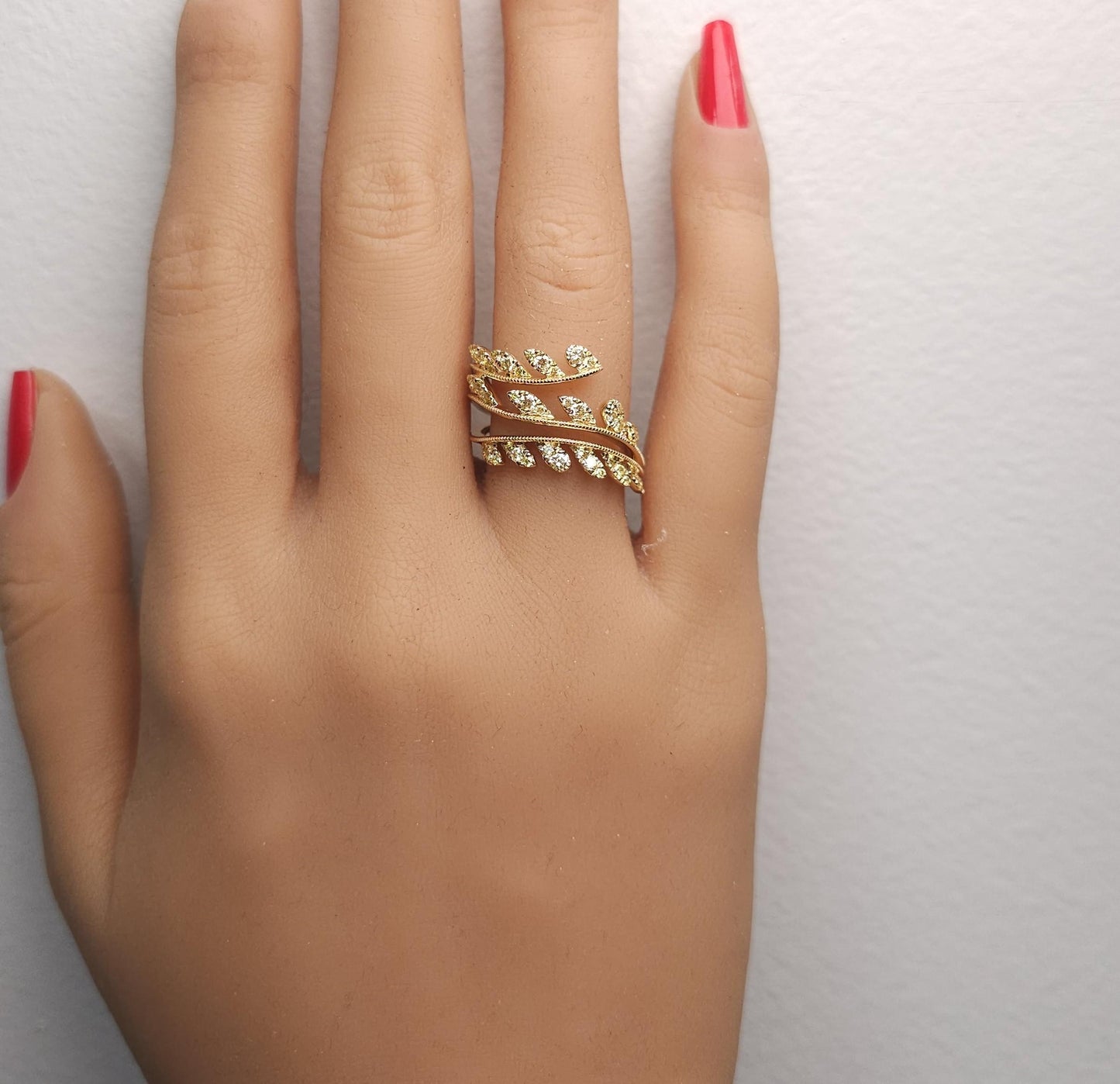 Natural Yellow Round Diamond .58 Carat TW Yellow Gold Cocktail Ring