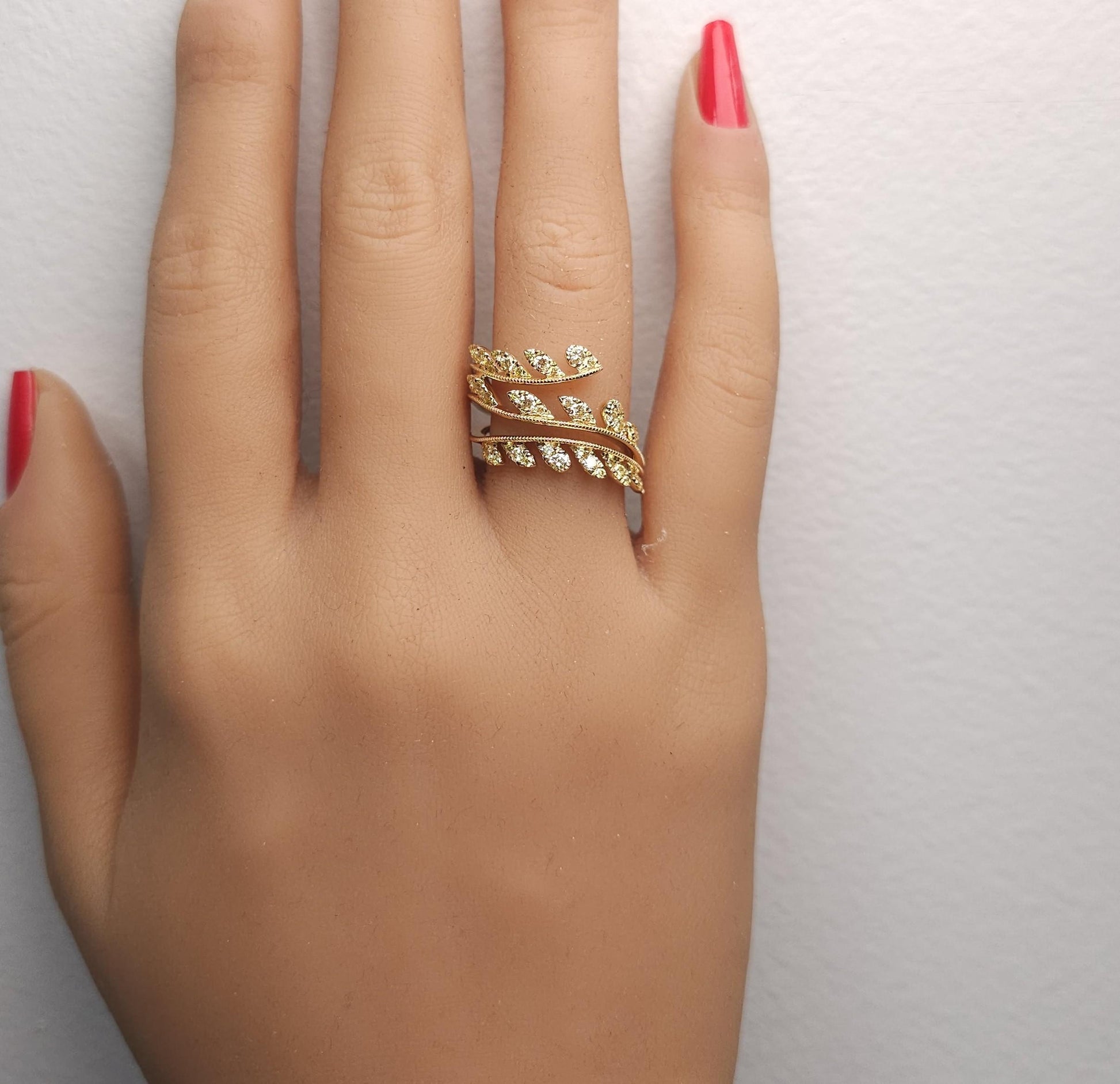 Natural Yellow Round Diamond .58 Carat TW Yellow Gold Cocktail Ring