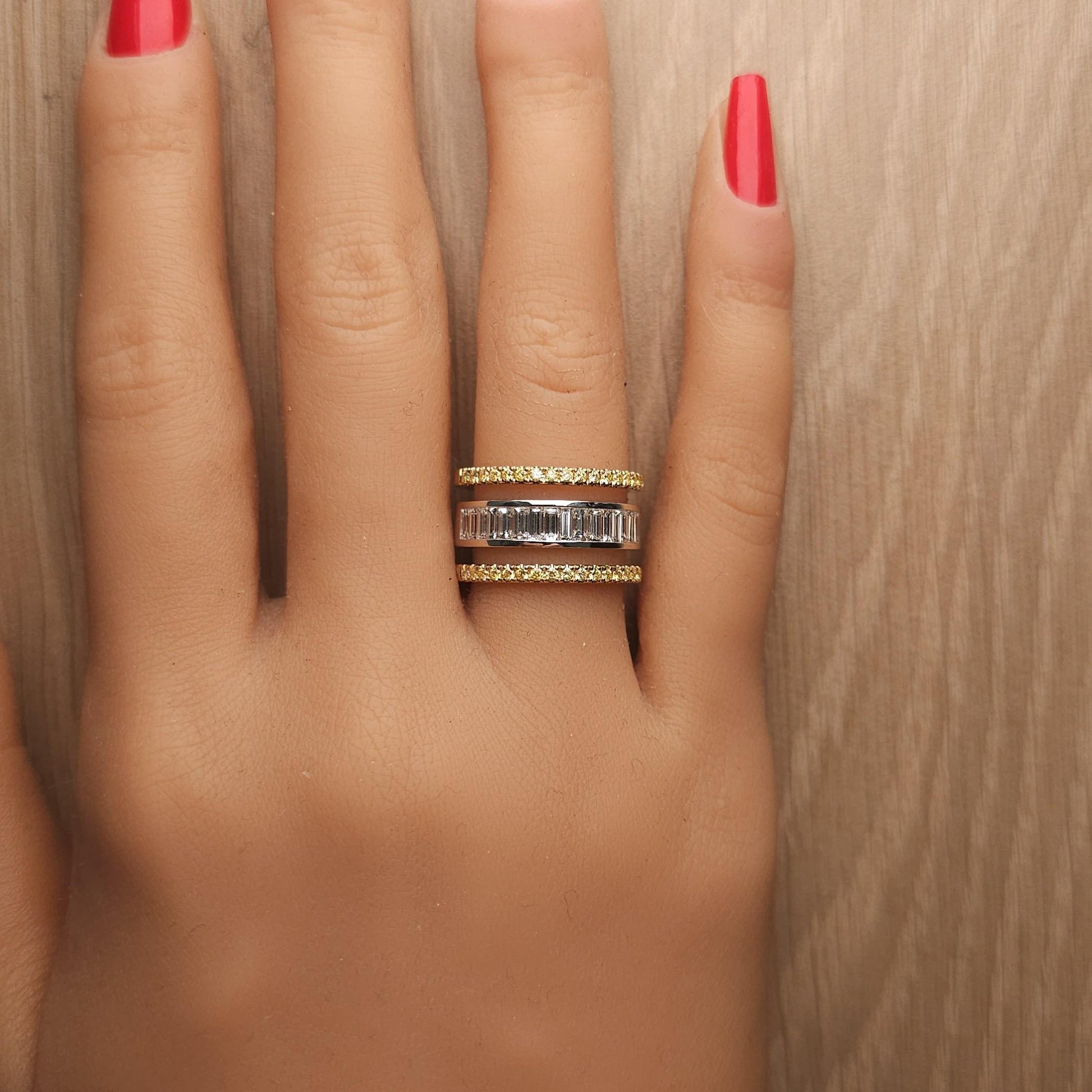 Natural White Baguette Diamond 1.71 Carat TW White Gold Cocktail Ring