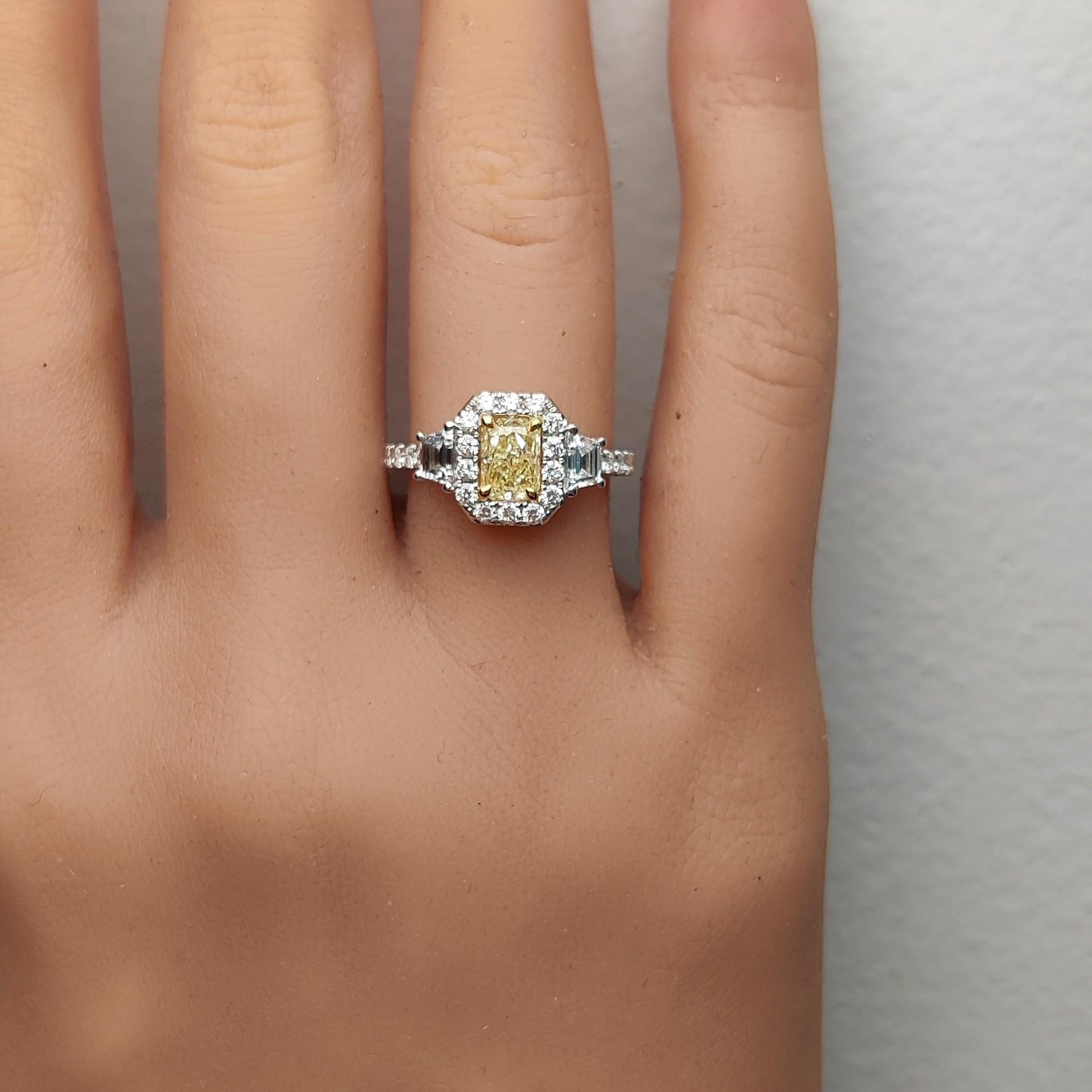 GIA Certified Natural Yellow Radiant Diamond 1.98 Carat TW Gold Cocktail Ring