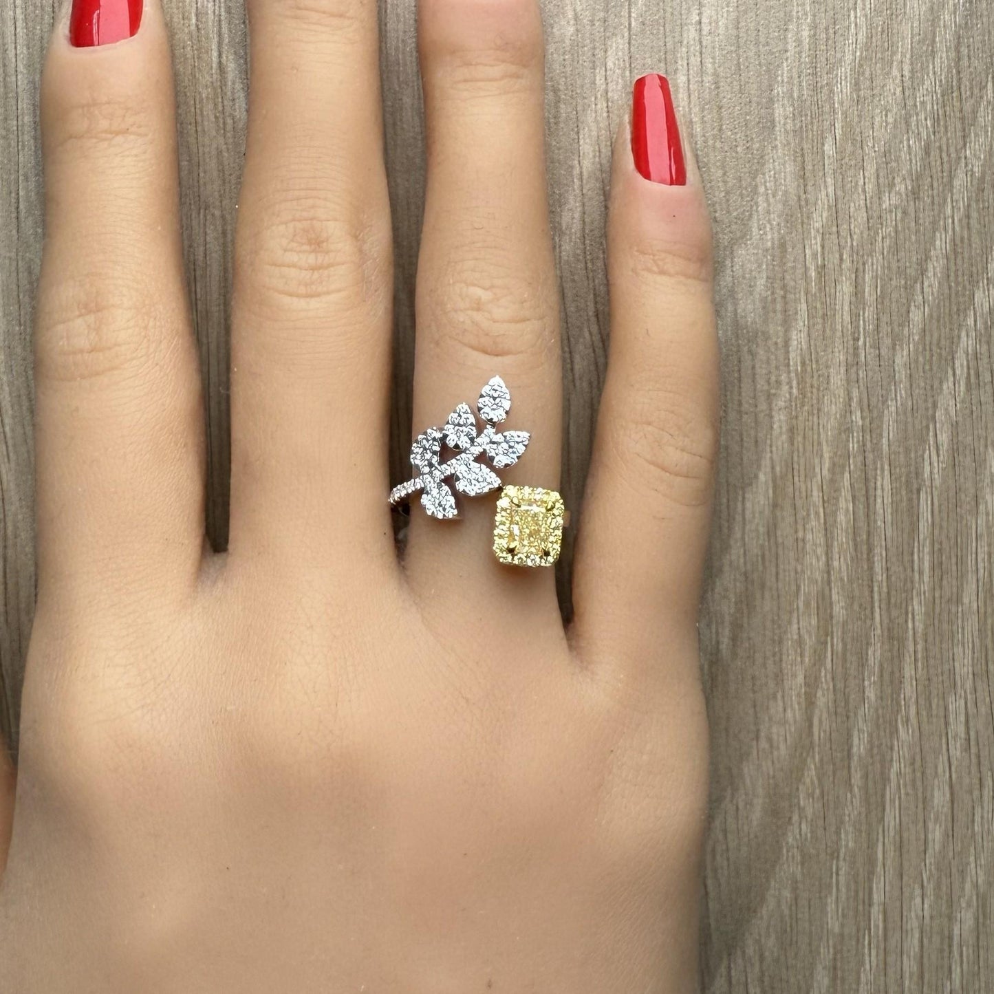 GIA Certified Natural Fancy Light Yellow Radiant Diamond 1.33 Carat TW Gold Ring
