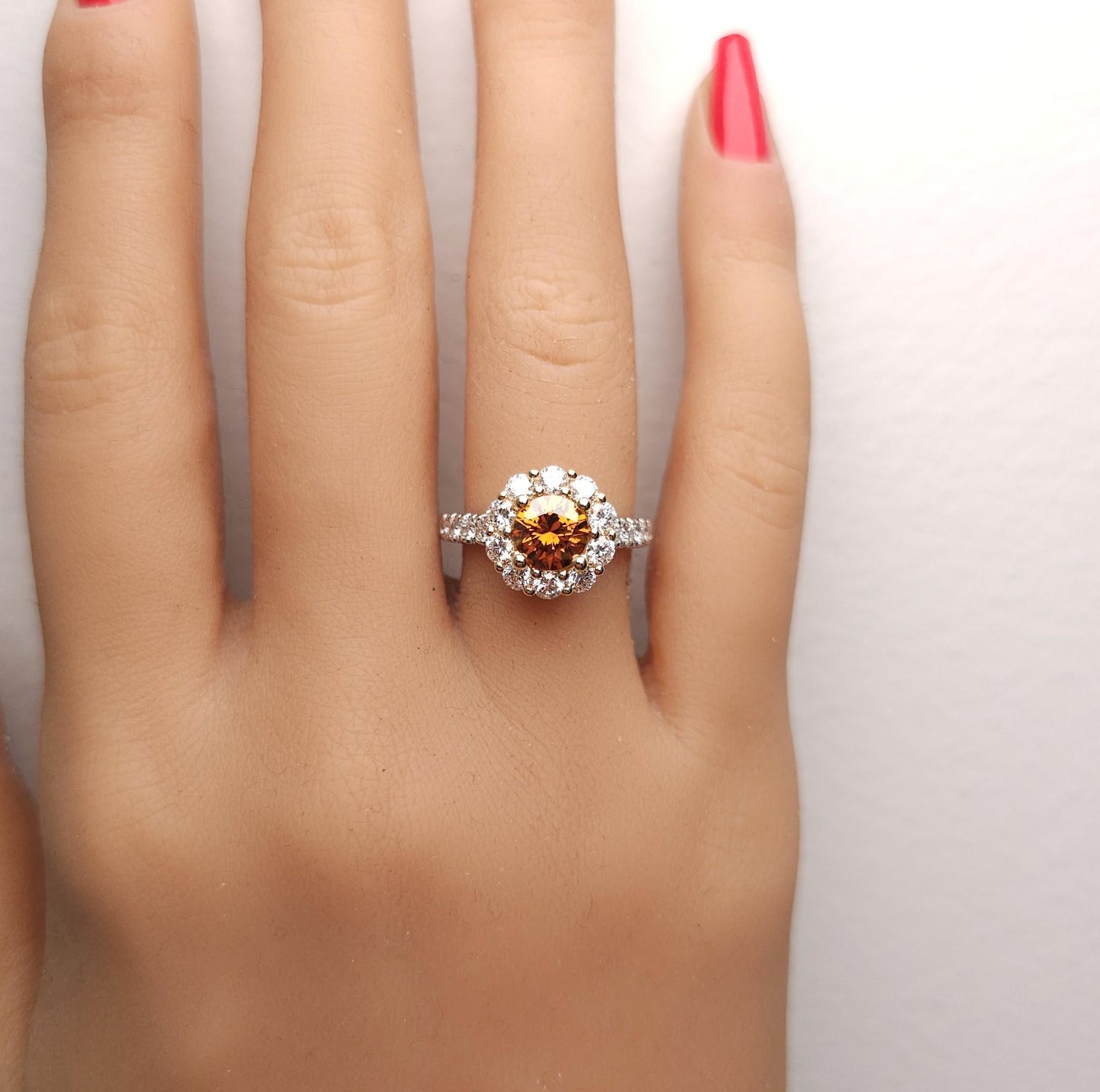 GIA Certified Fancy Deep Brown-Orange Round Diamond 2.26 Carat TW Gold Ring