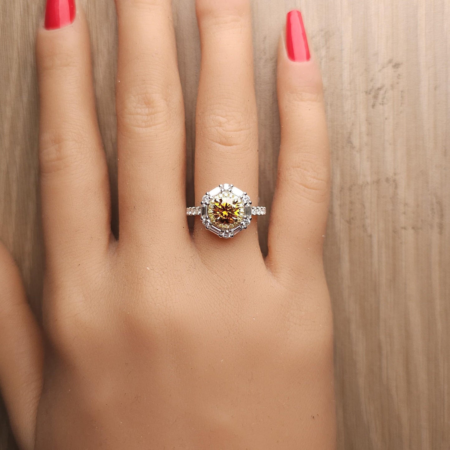 GIA Certified Fancy Deep Brownish Orange Round Diamond 2.01 Carat TW Gold Ring