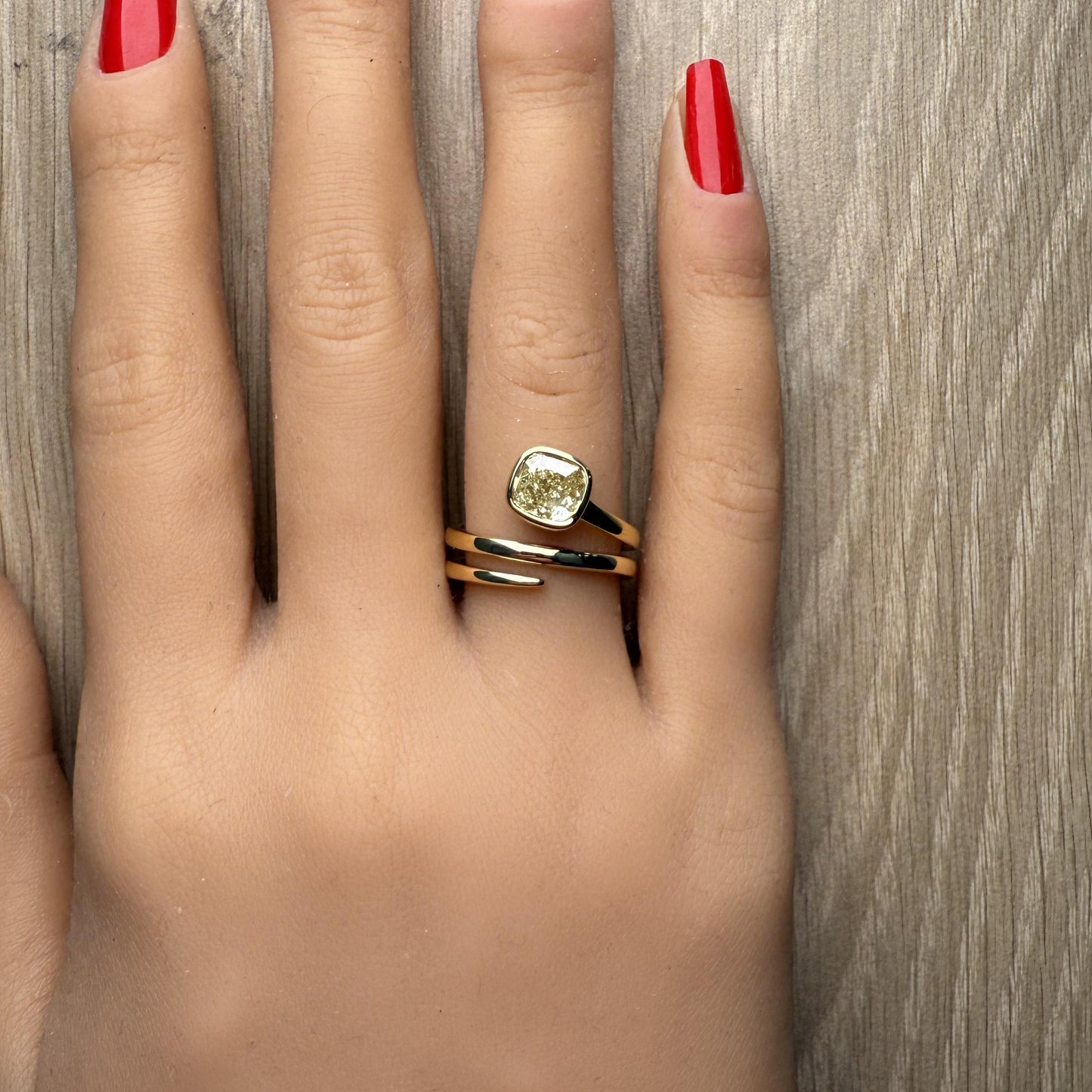 GIA Certified Fancy Light Yellow Cushion Diamond 1.50 Carat TW Cocktail Ring