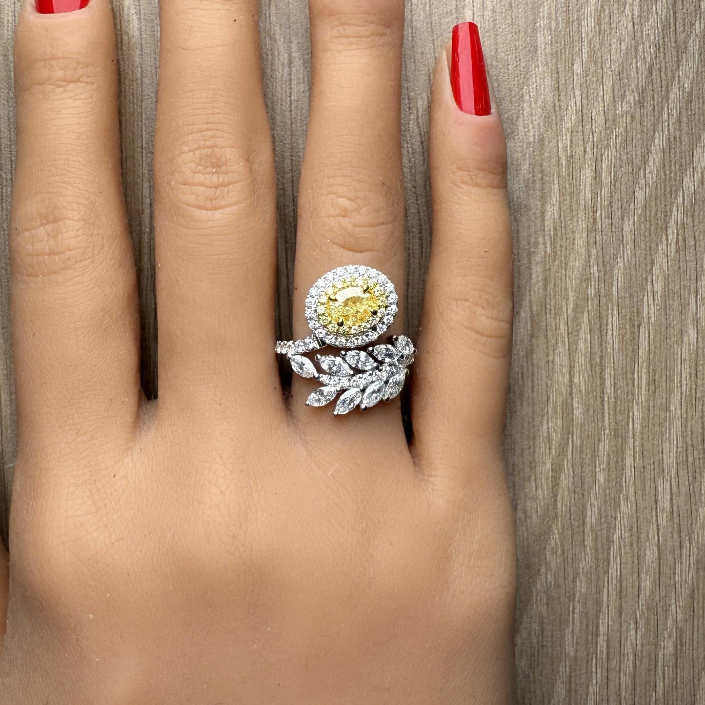 GIA Certified Natural Yellow Oval Diamond 2.74 Carat TW Gold Cocktail Ring