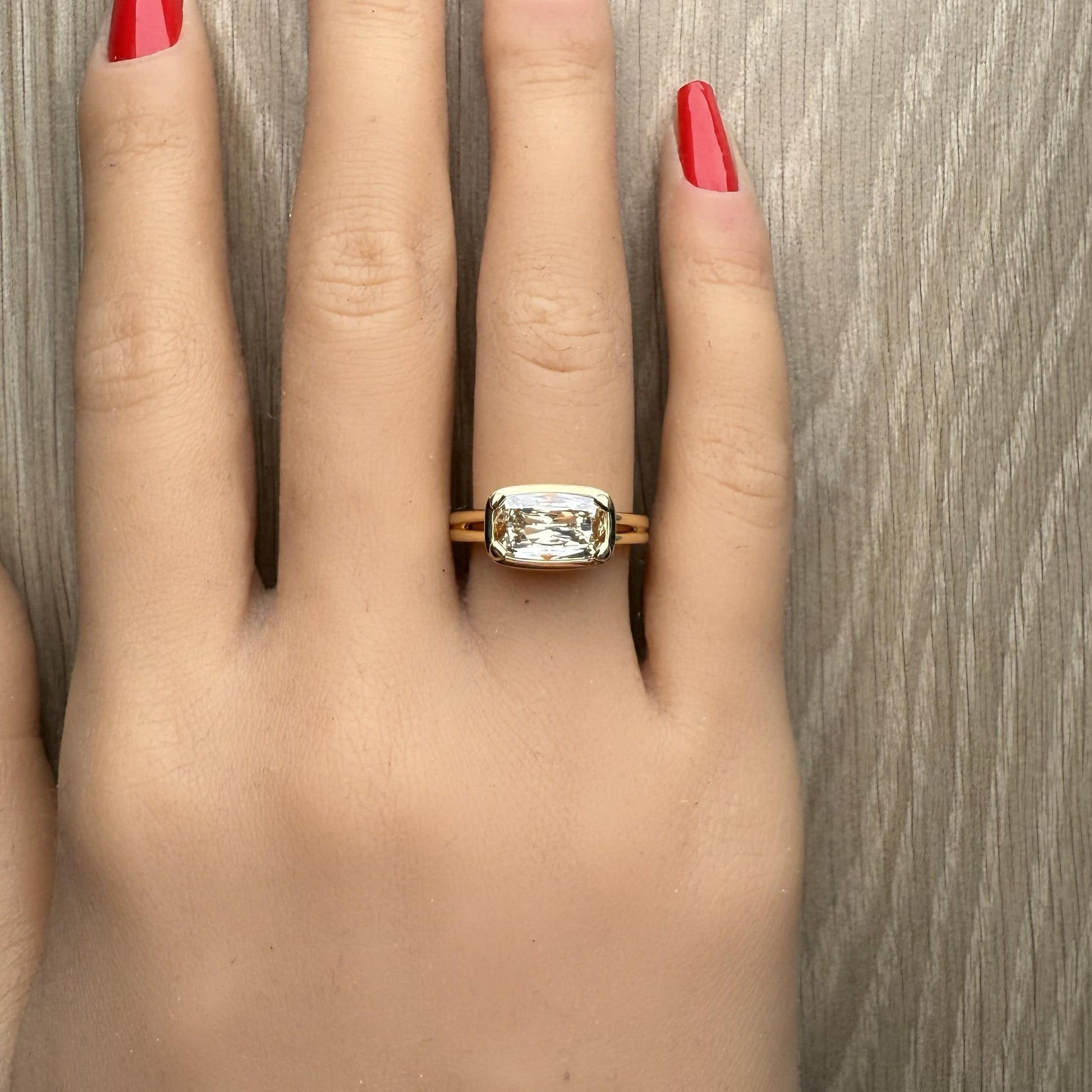 GIA Natural Fancy Light Brown-Yellow Cushion Diamond 1.72 Carat TW Gold Ring