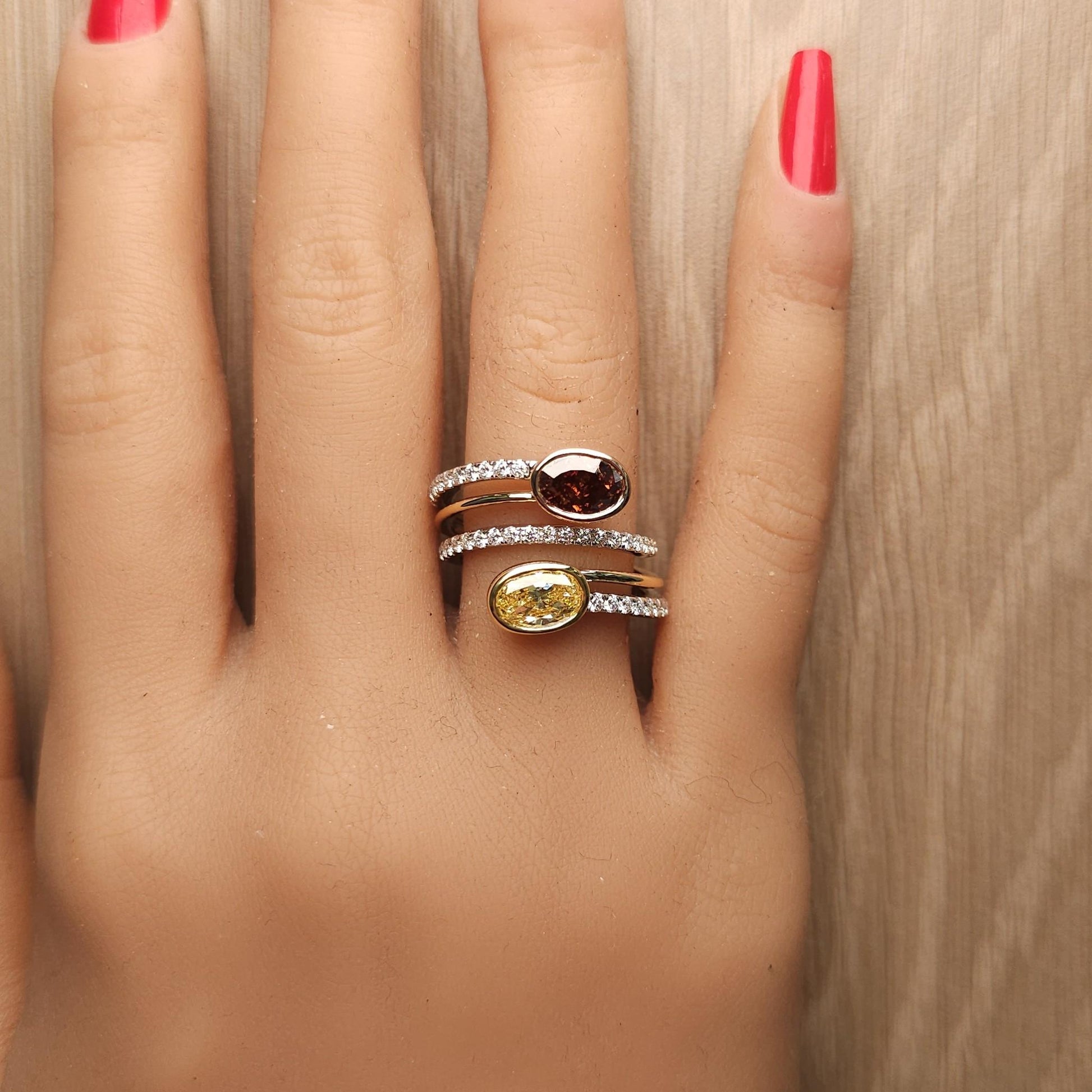 GIA Certified Intense Yellow Oval Diamond 2.50 Carat Tw Gold Cocktail Ring