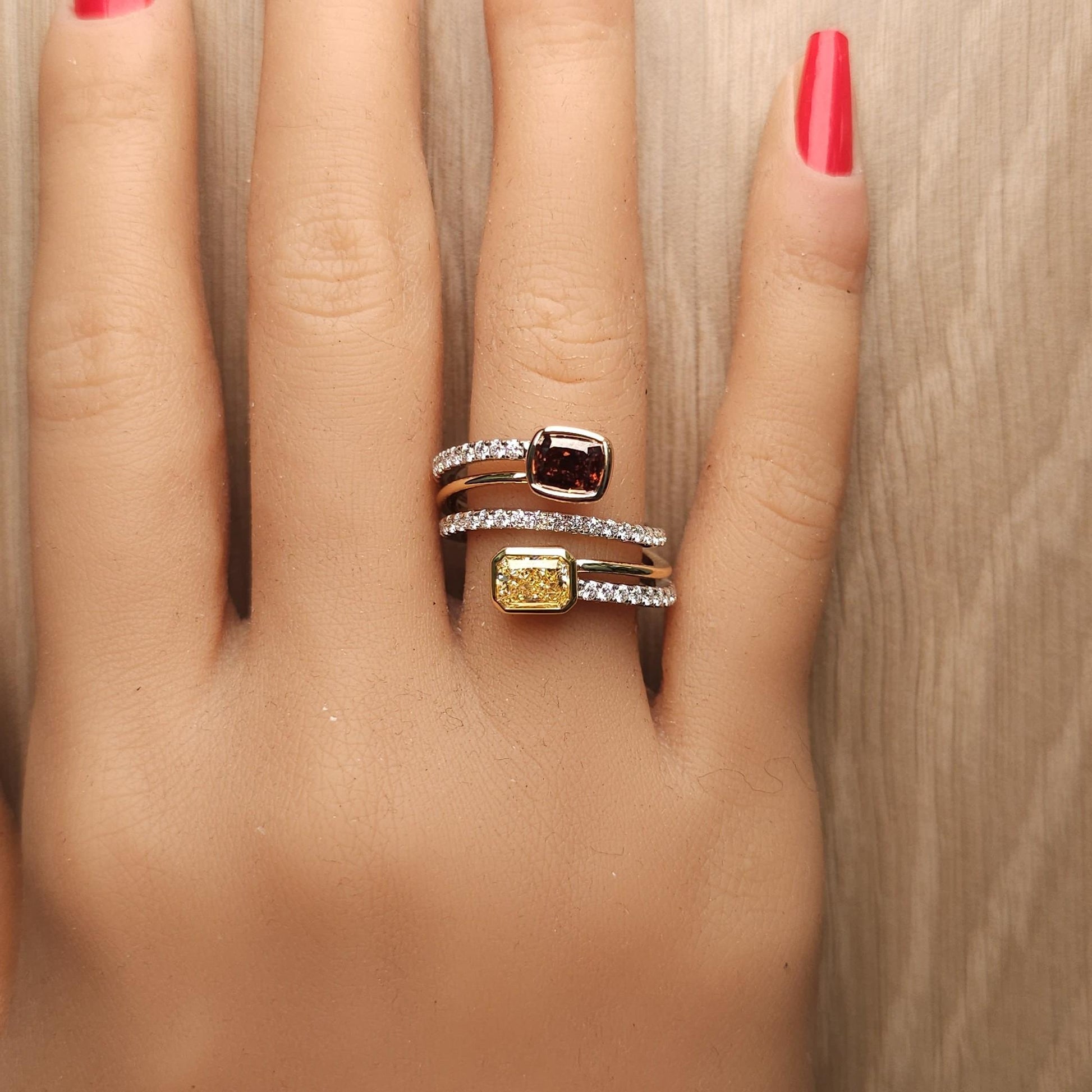 GIA Certified Flawless Intense Yellow Radiant Diamond 2.37 Carat Tw Gold Ring