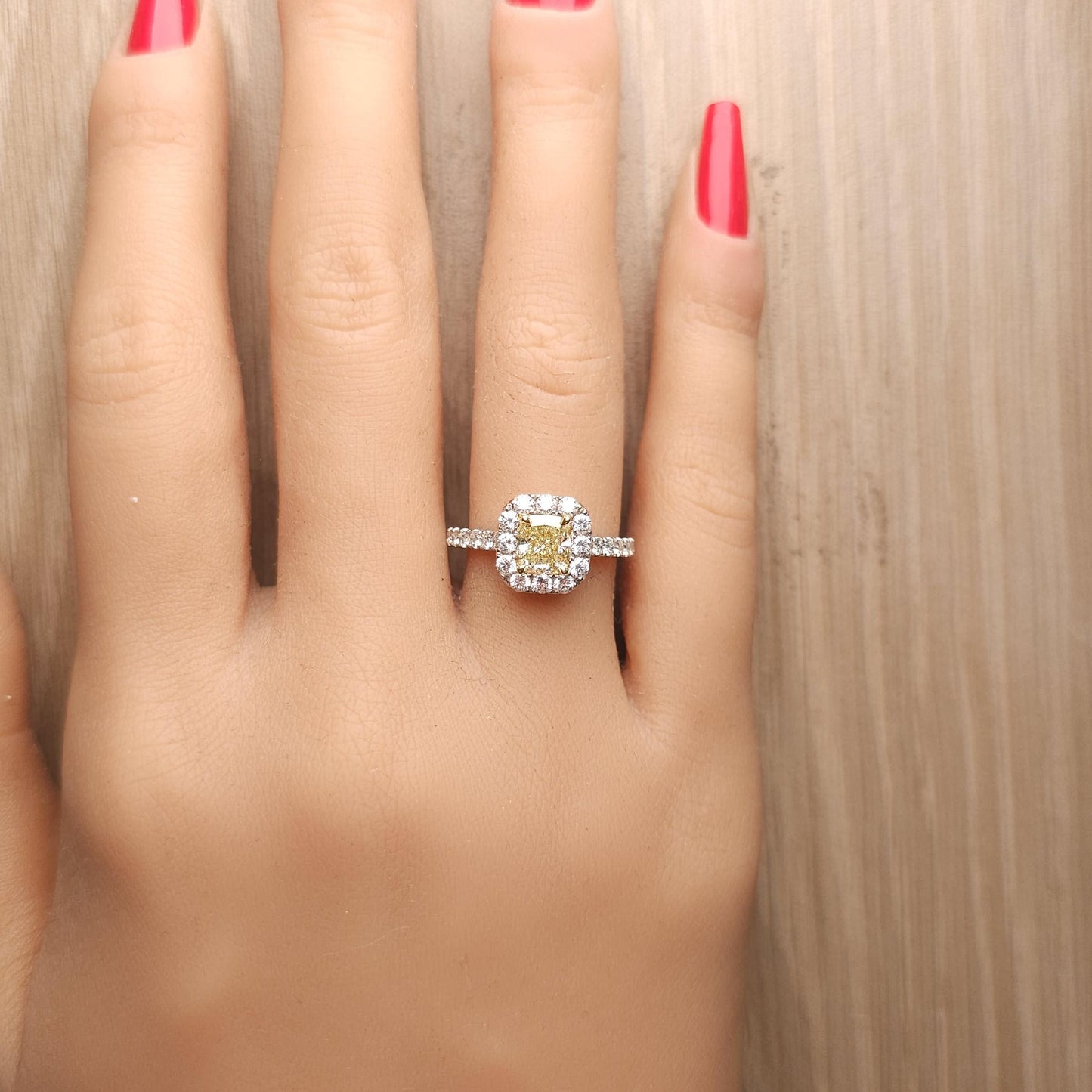 GIA Certified Natural Yellow Cushion Diamond 1.76 Carat TW Plat Cocktail Ring