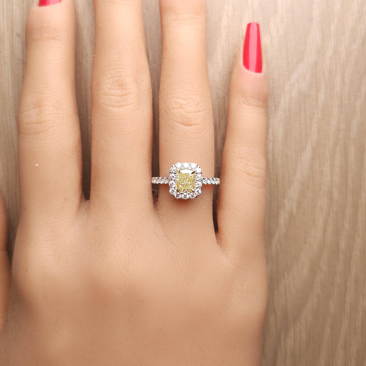 GIA Certified Natural Yellow Cushion Diamond 1.67 Carat TW Gold Cocktail Ring